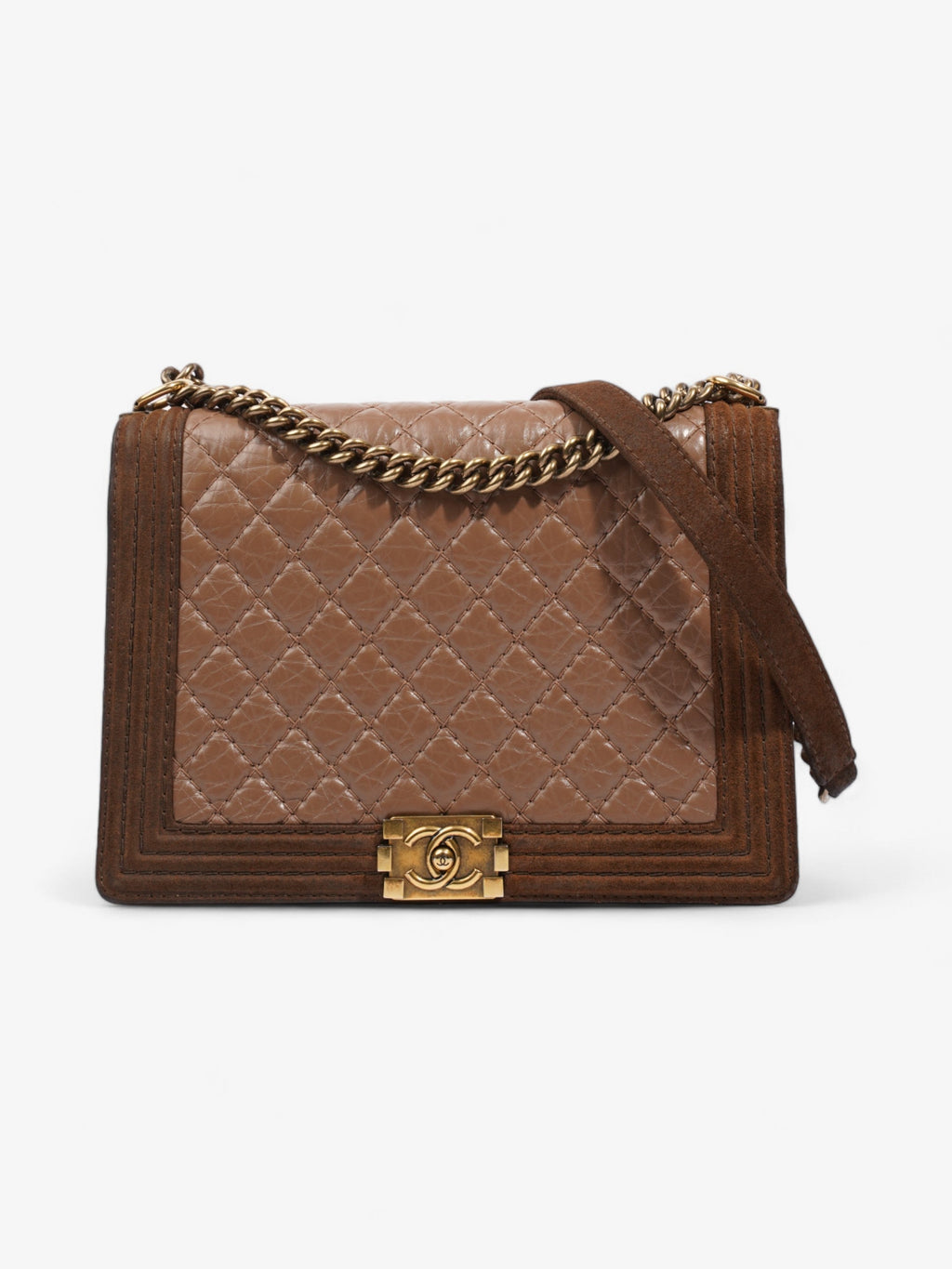 Chanel Boy  Brown  Suede Large