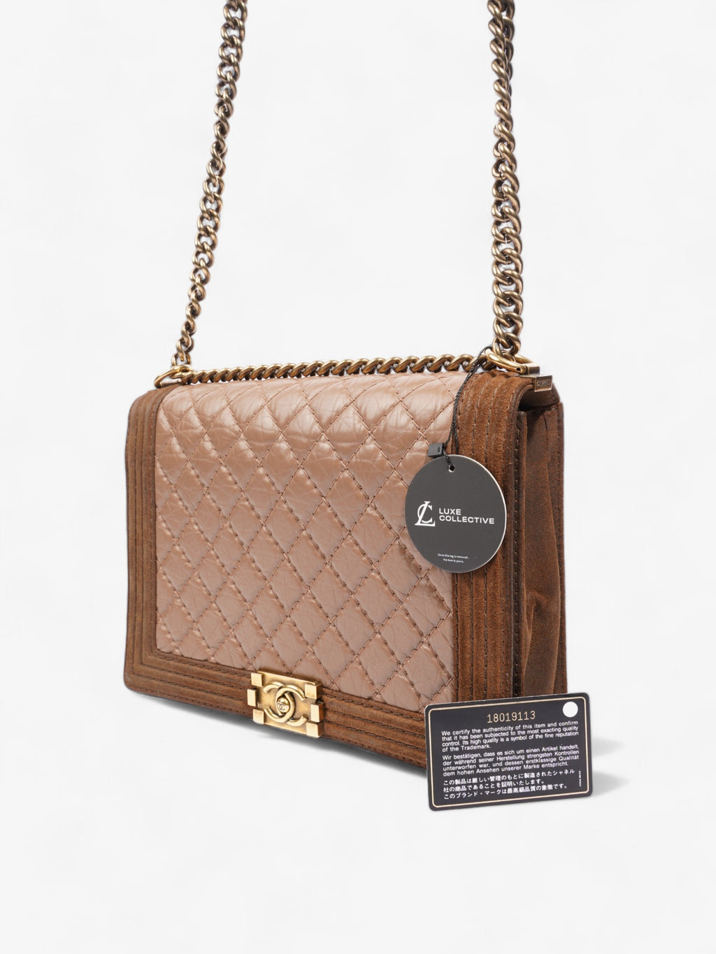 Chanel Boy  Brown  Suede Large