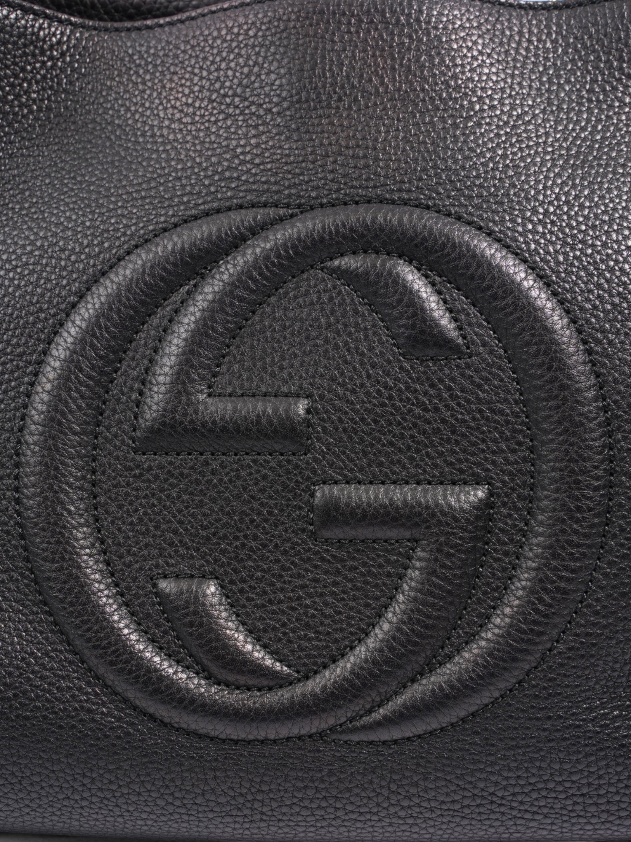 Gucci Soho Chain Tote Black Grained Leather Medium