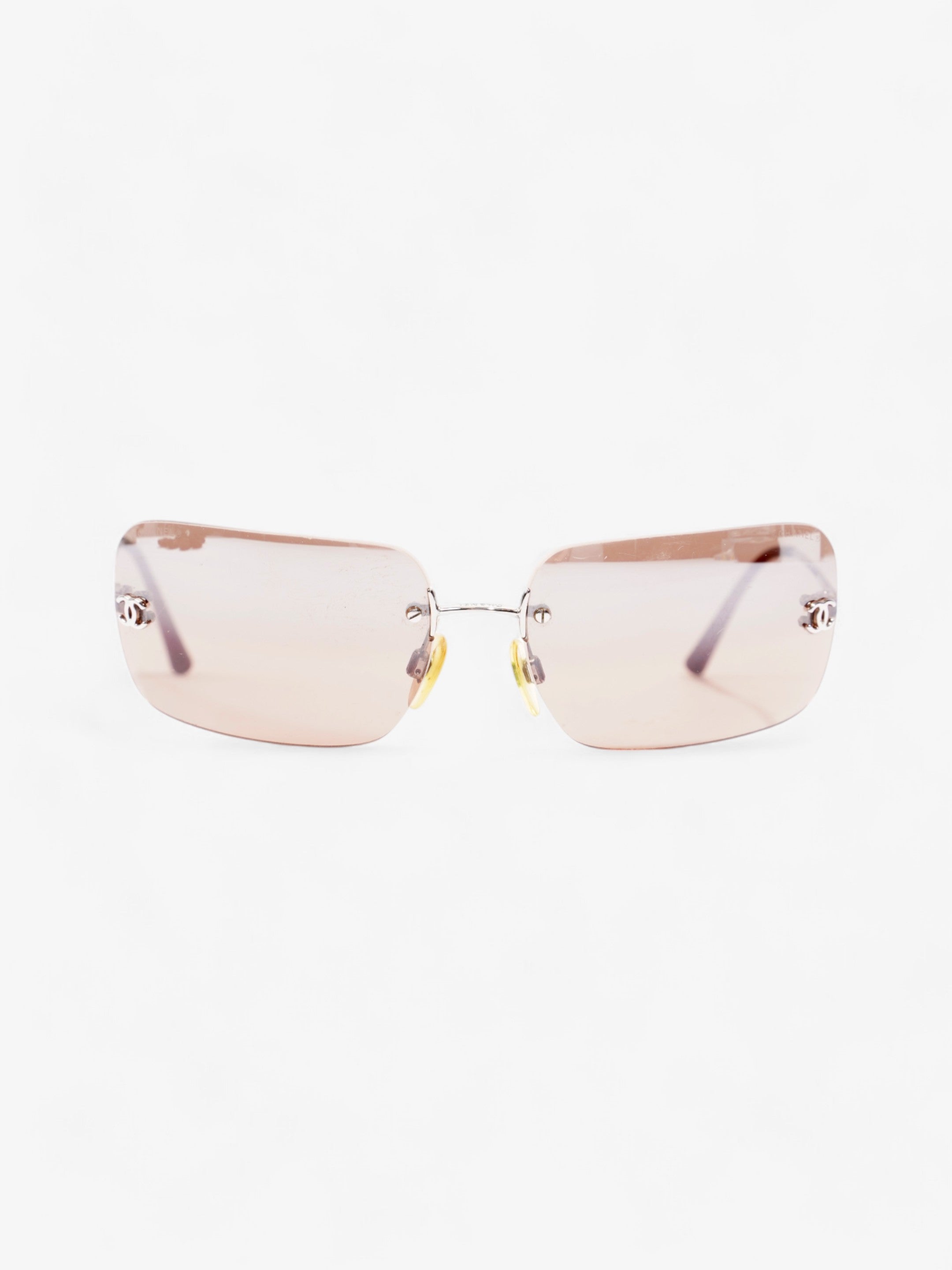 Chanel CC Rectangular Sunglasses Brown / Silver Acetate 120mm