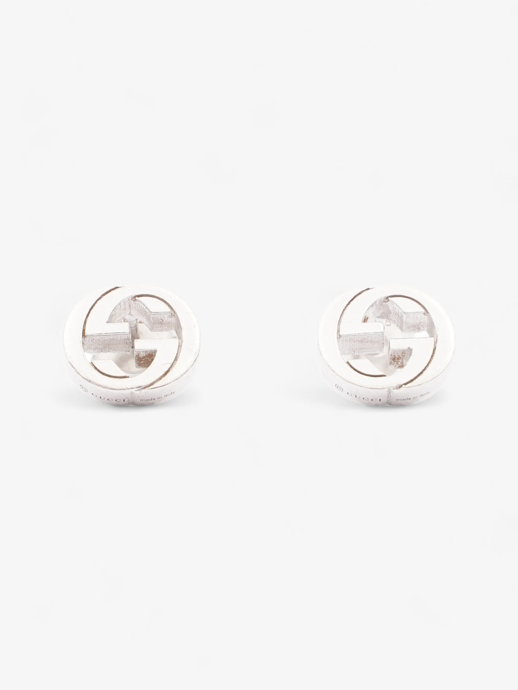 Gucci Interlocking G Stud Earrings Silver Silver Sterling
