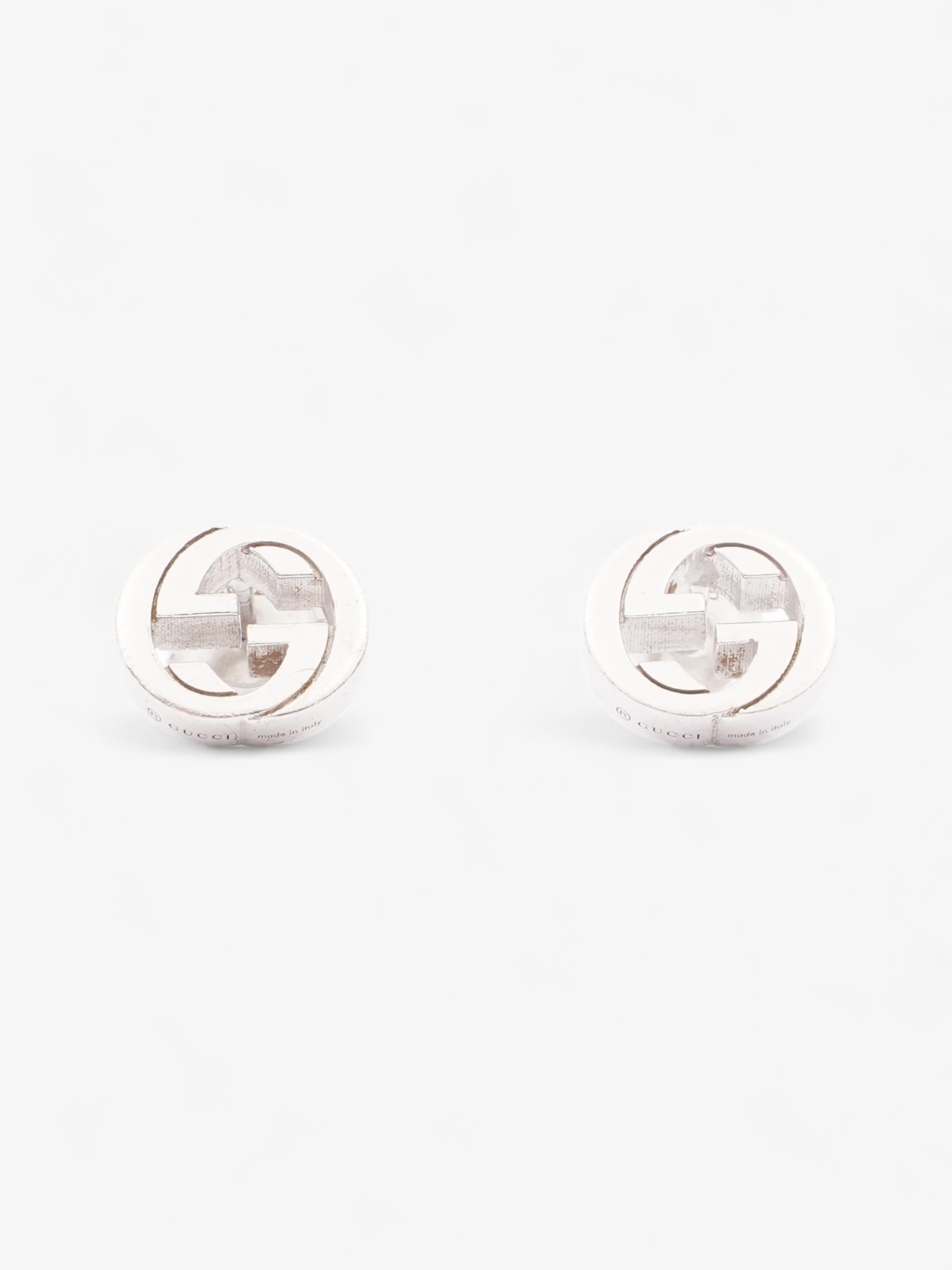 Gucci Interlocking G Stud Earrings Silver Silver Sterling