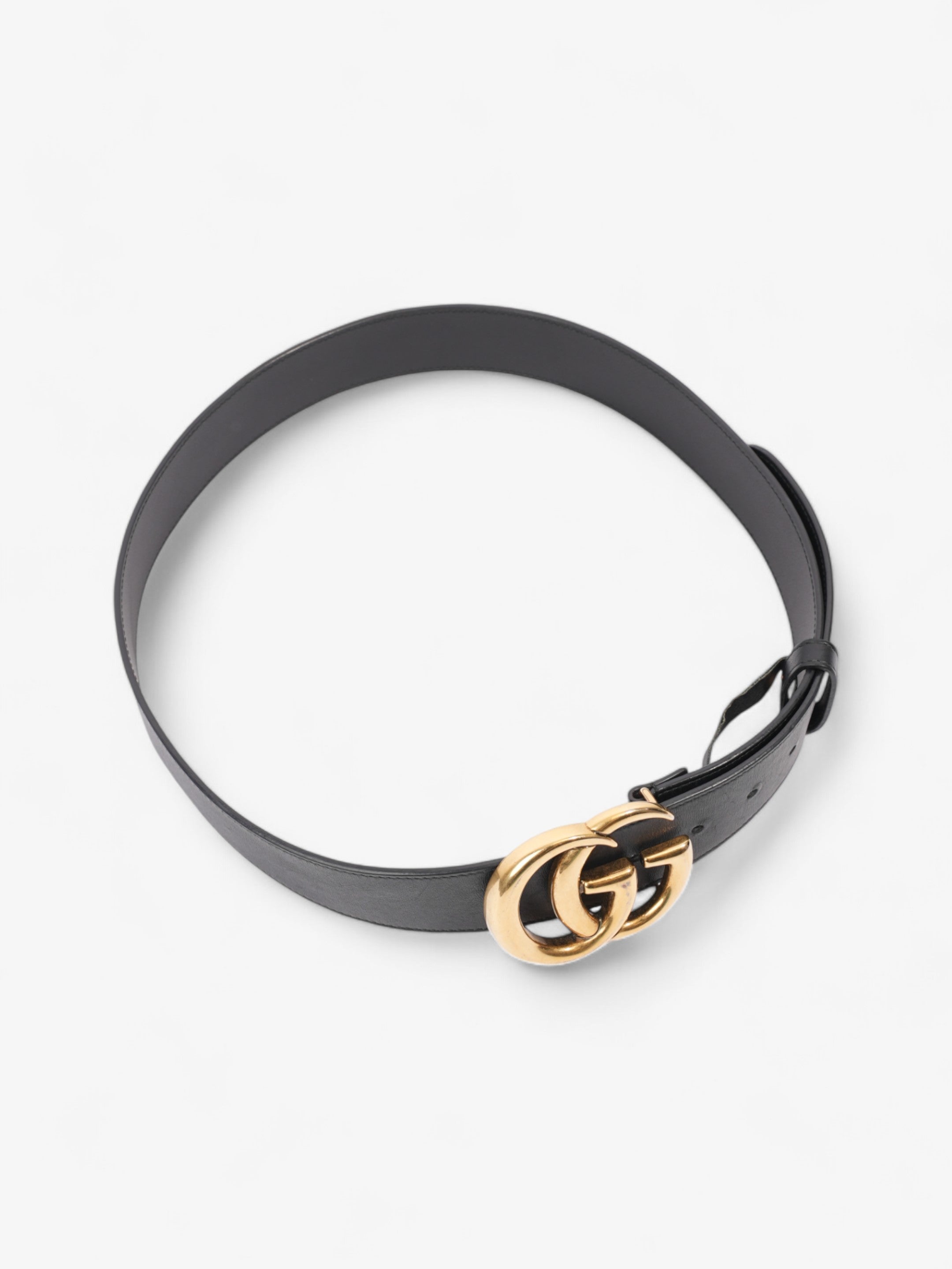 Gucci GG Marmont 2015 Re-Edition Wide Belt Black / Gold Leather 90cm / 36"