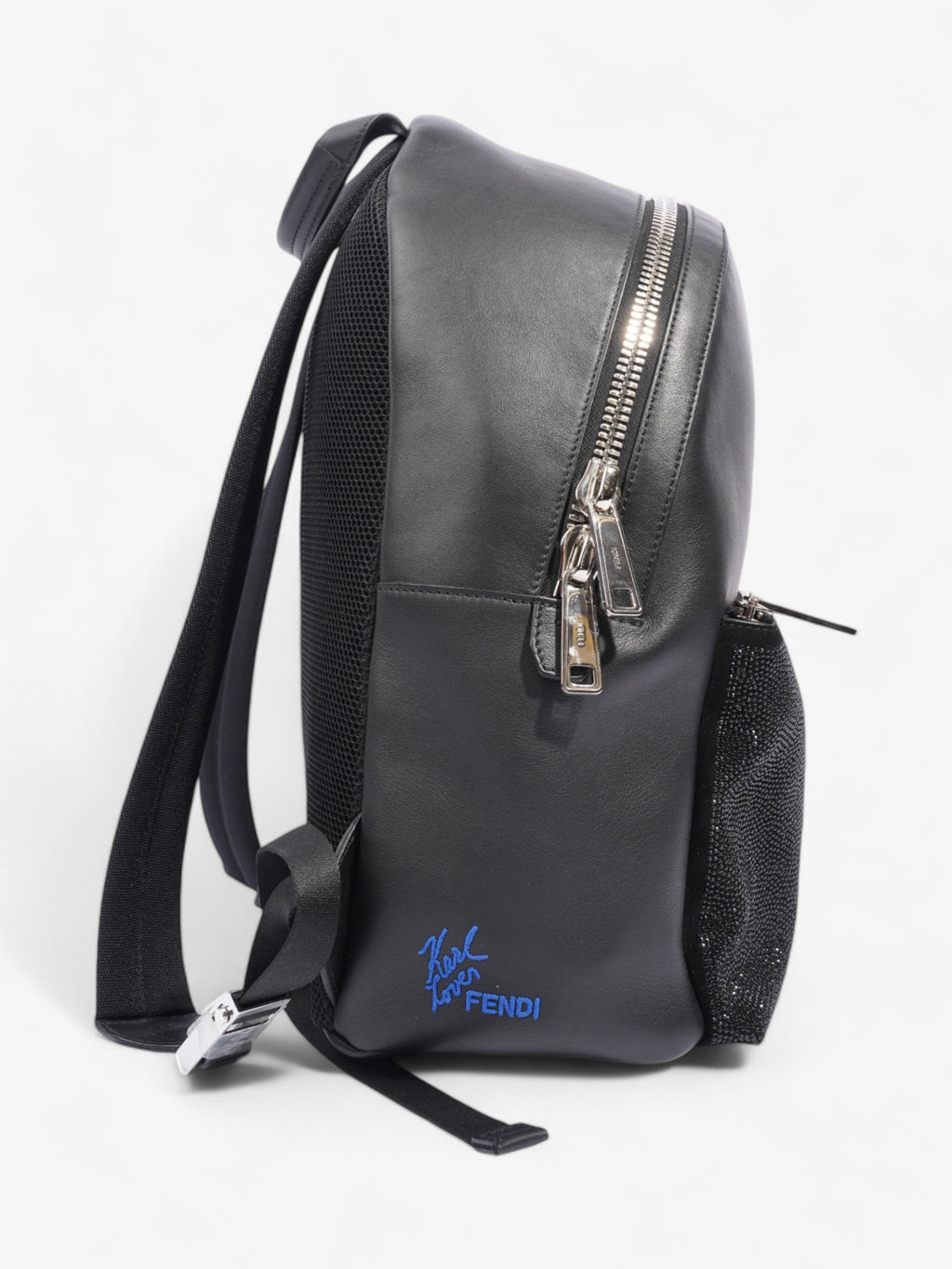 Fendi Carlito Karl Lagerfeld Backpack Black Leather