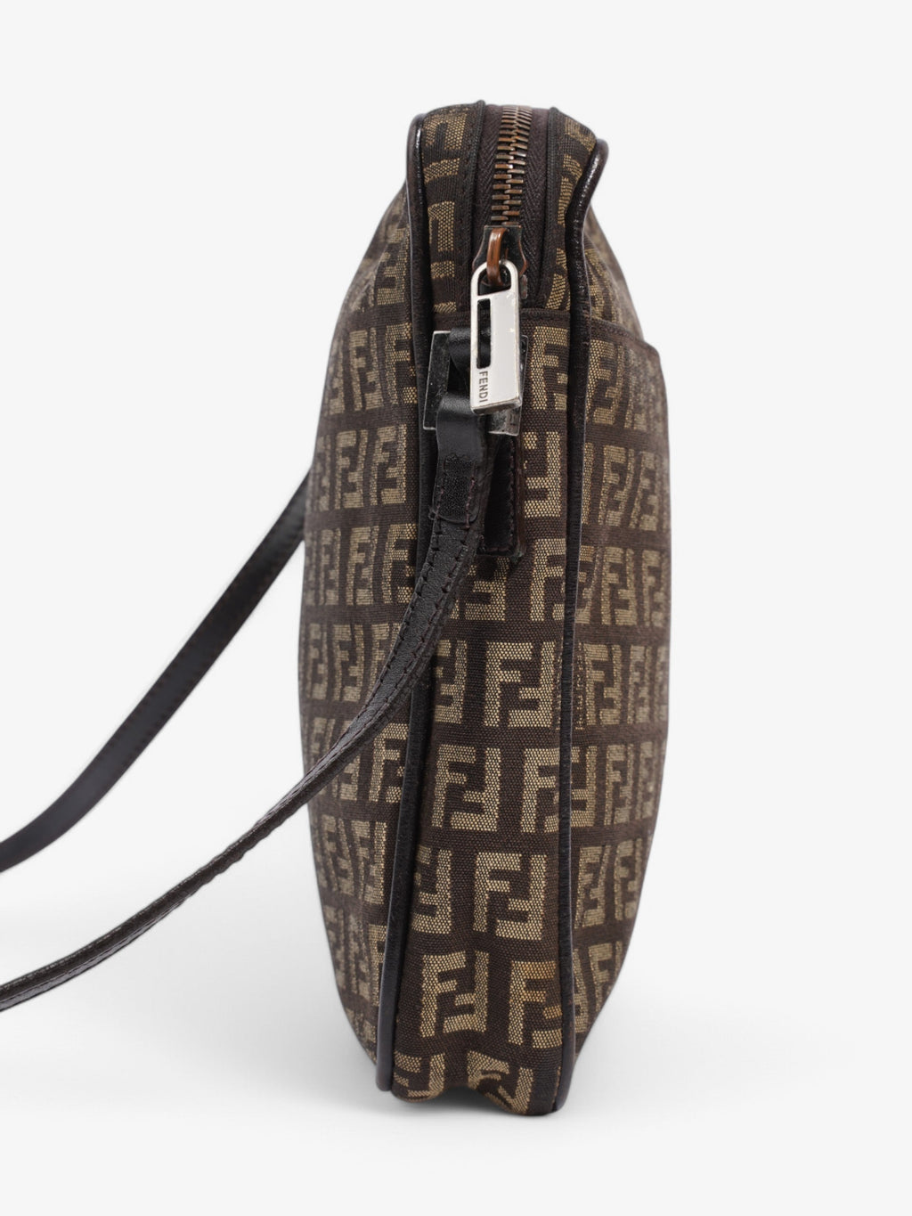 Fendi Zucchino Shoulder Bag Brown Canvas