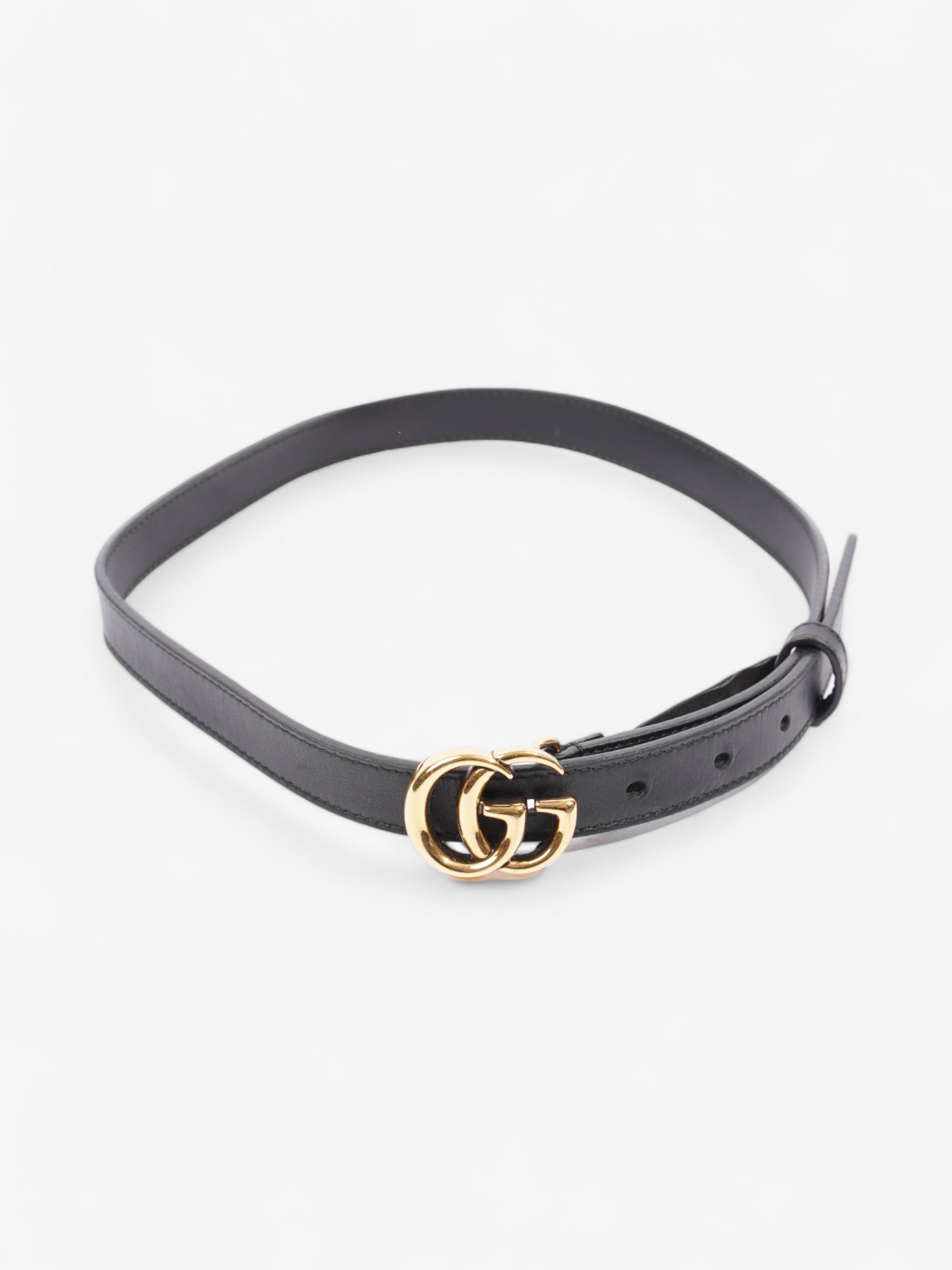 Gucci GG Marmont Thin Belt Black Leather 70cm 28"