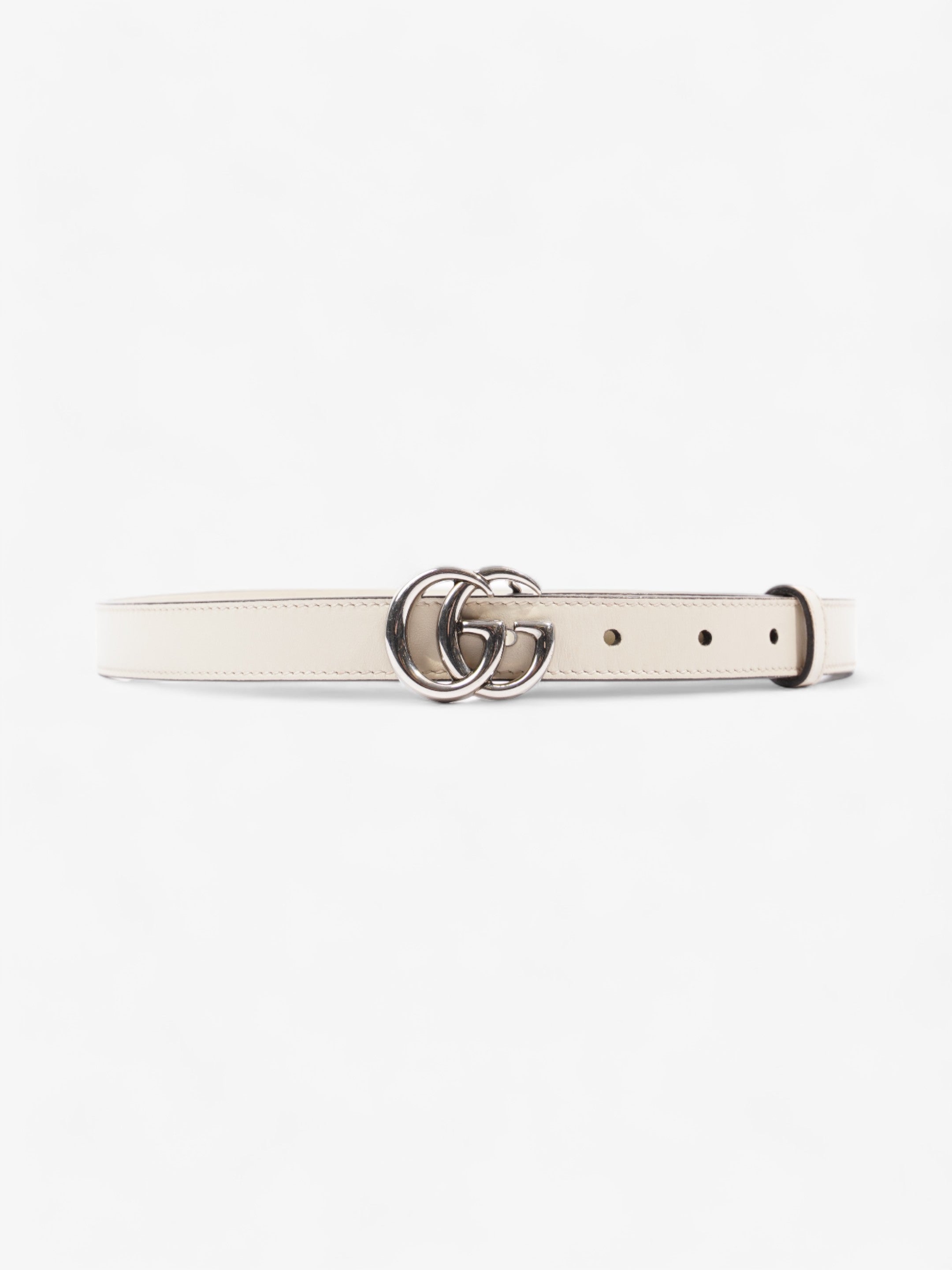 Gucci GG Marmont Thin Belt White Leather 80cm / 32"