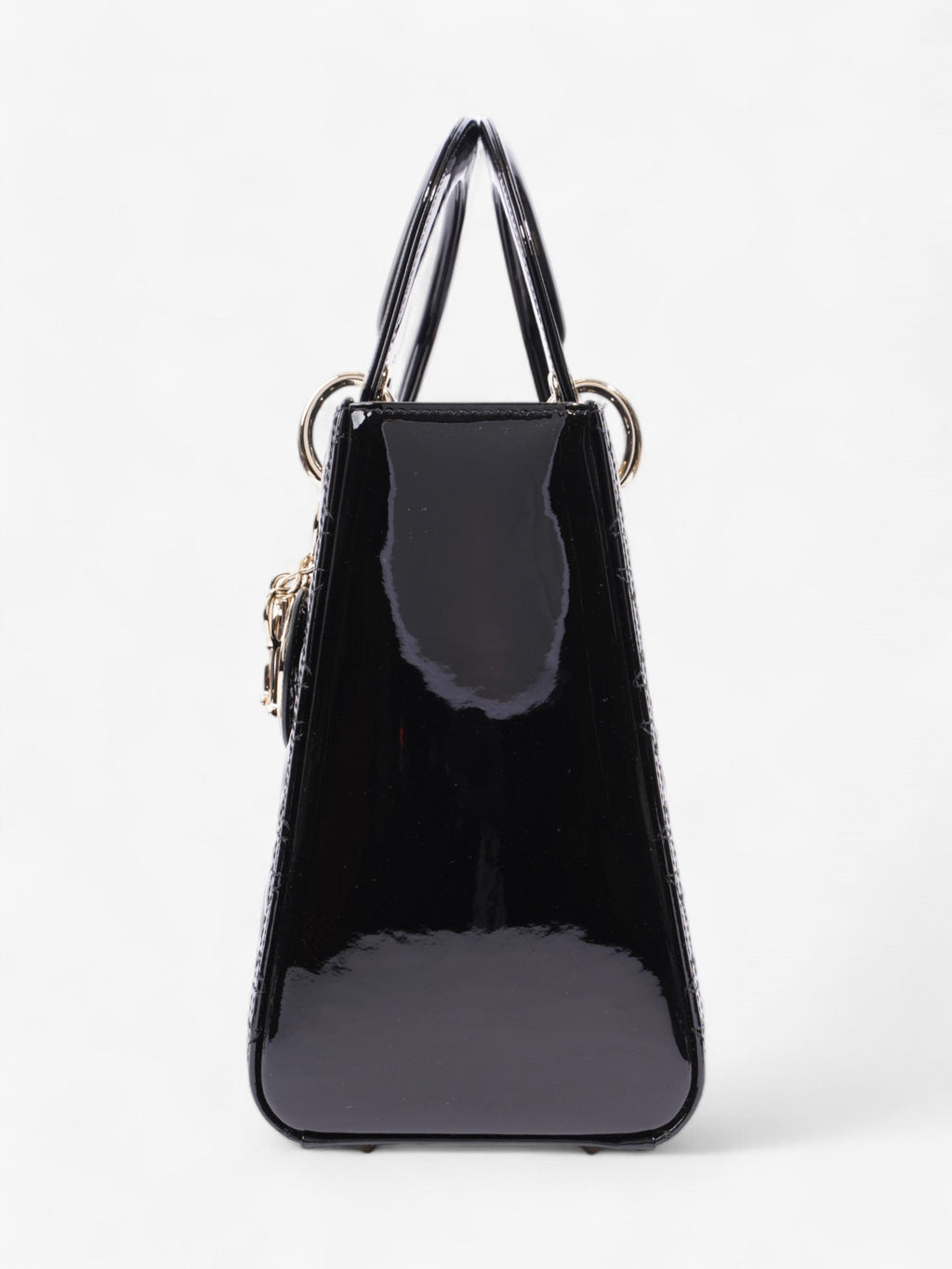 Christian Dior Lady Dior Black Patent Leather Medium