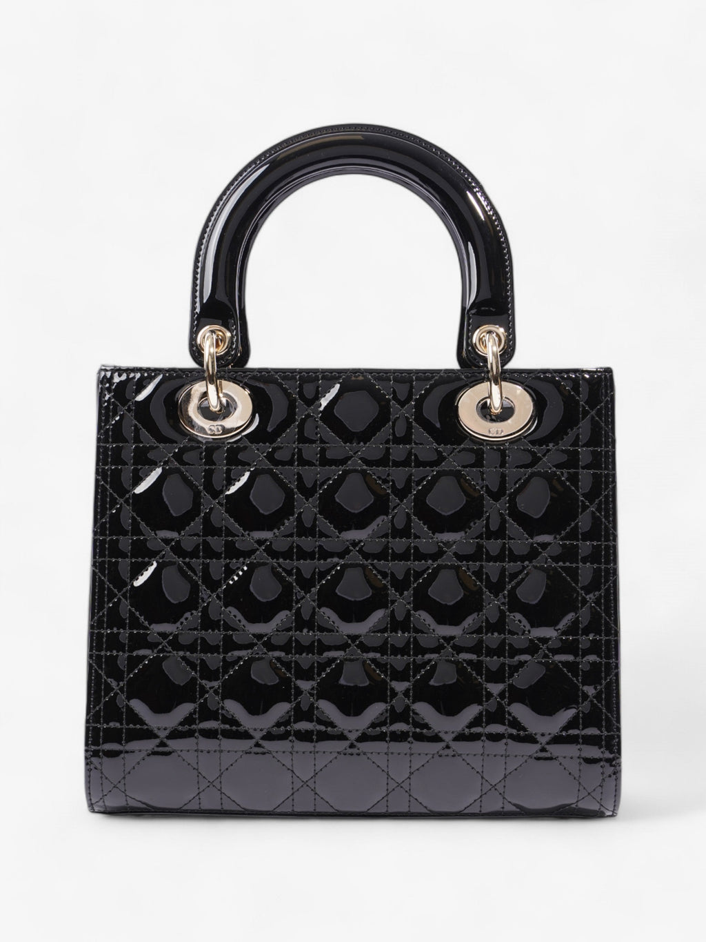 Christian Dior Lady Dior Black Patent Leather Medium