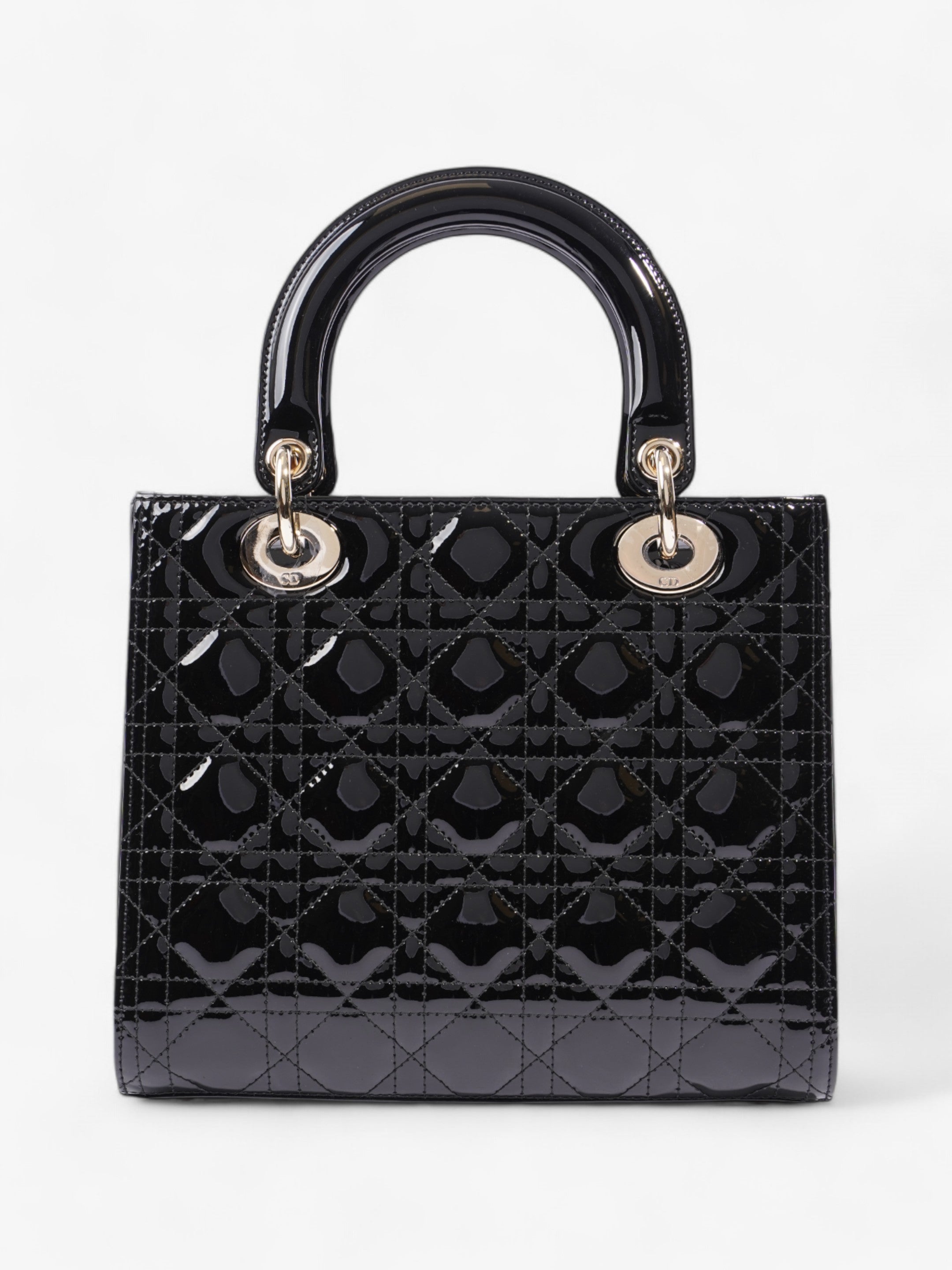 Christian Dior Lady Dior Black Patent Leather Medium