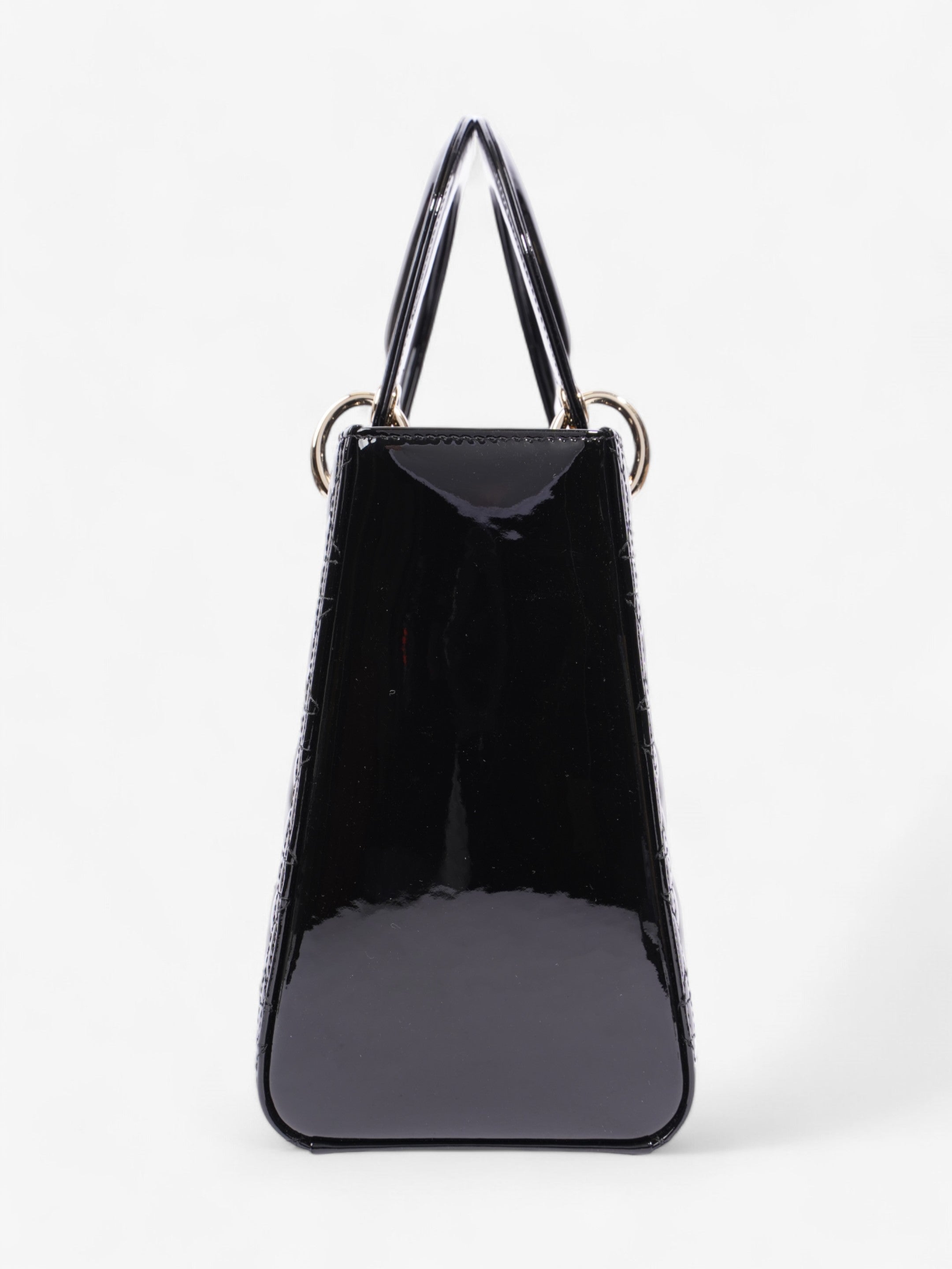 Christian Dior Lady Dior Black Patent Leather Medium
