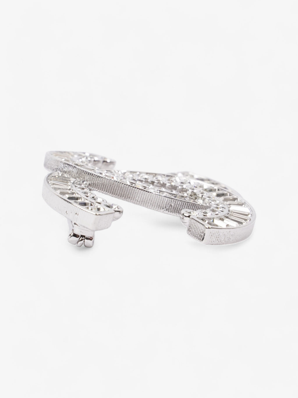 Chanel CC Crystal Brooch Silver Base Metal
