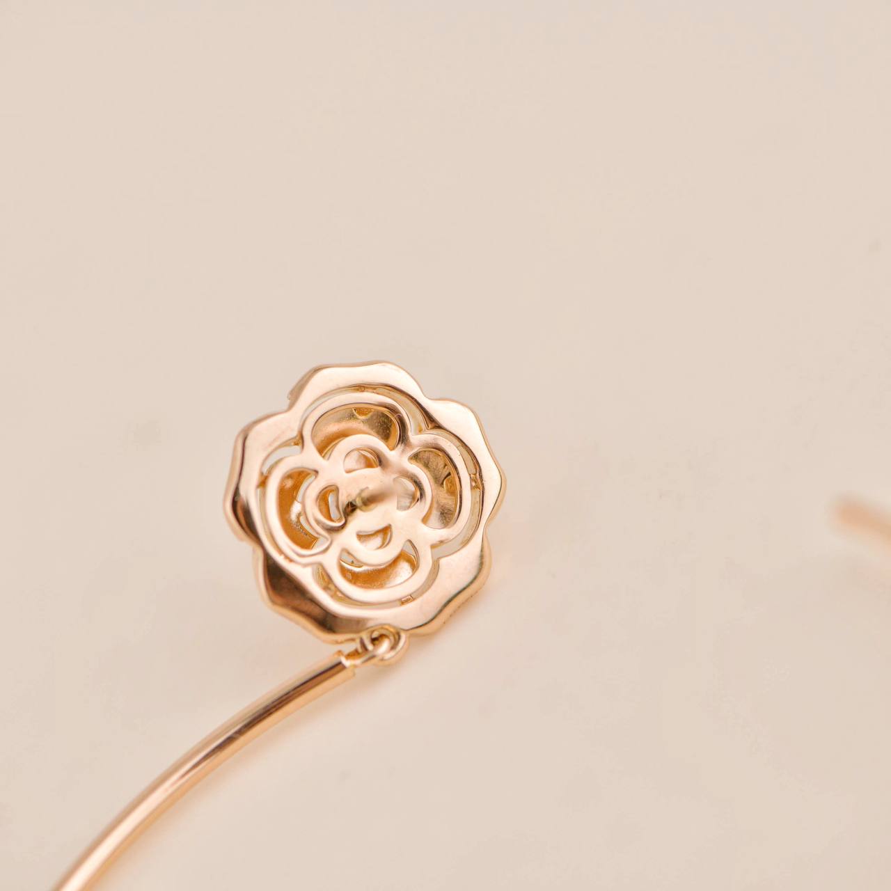 Chanel Diamond Extrait de Camélia 18K Rose Gold Hoop Earrings
