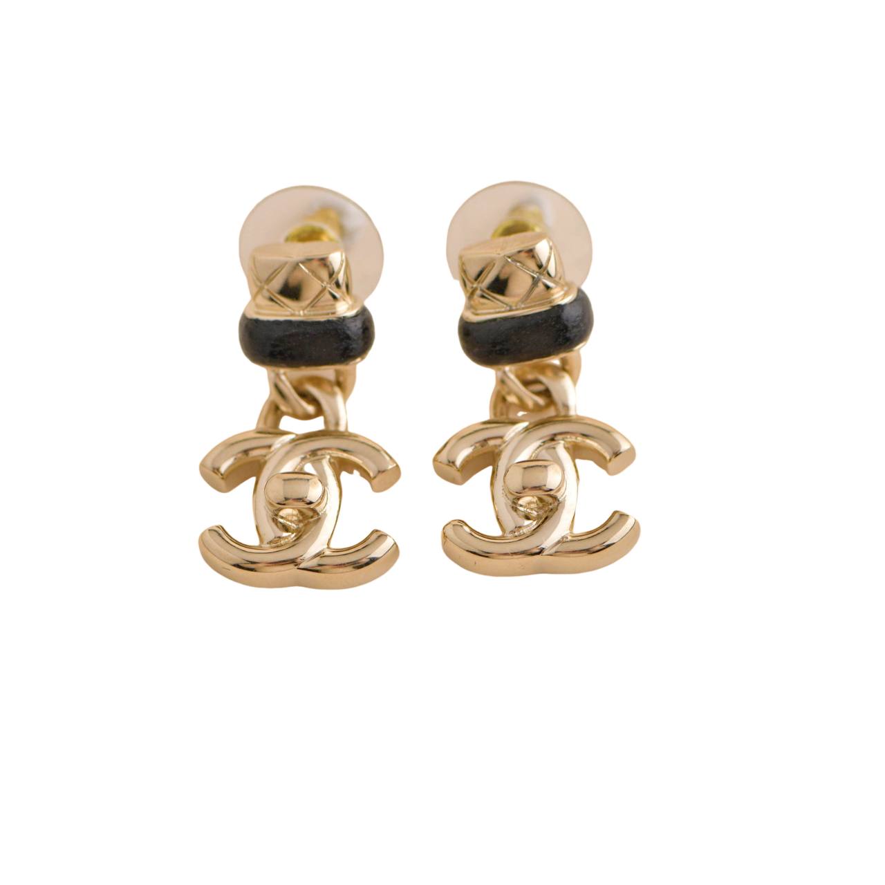 Chanel CC Turn Lock Pendant Drop Earrings