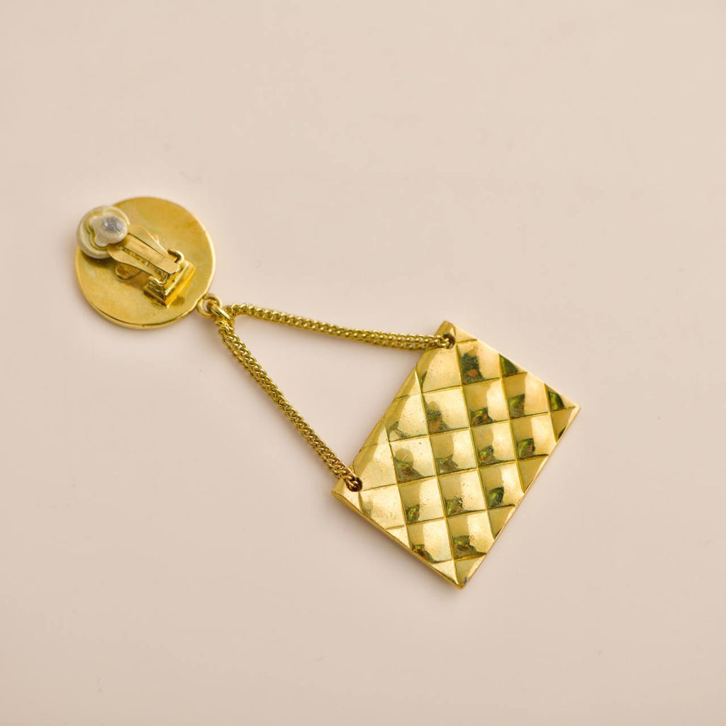 Chanel CC Coin Quilted Flap Bag Drop Clip on Earrings