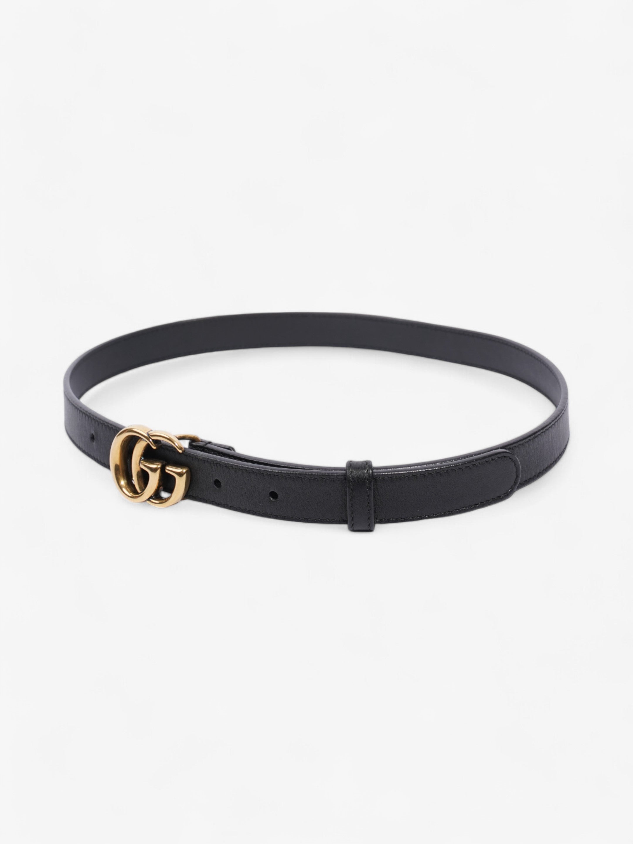 Gucci GG Marmont Thin Belt Black / Gold Leather 70cm / 28"