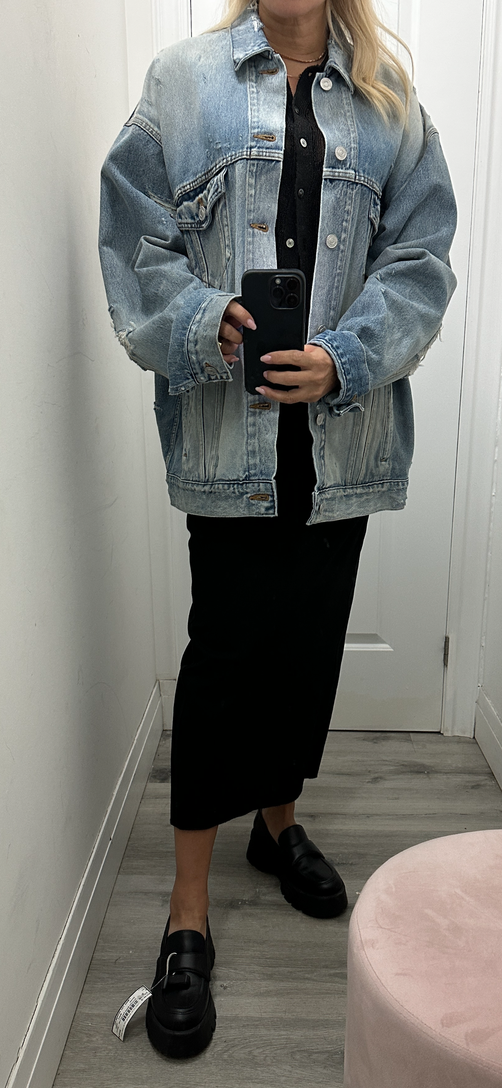 Balenciaga Oversized Distressed Blue Denim Jacket - S / M / L