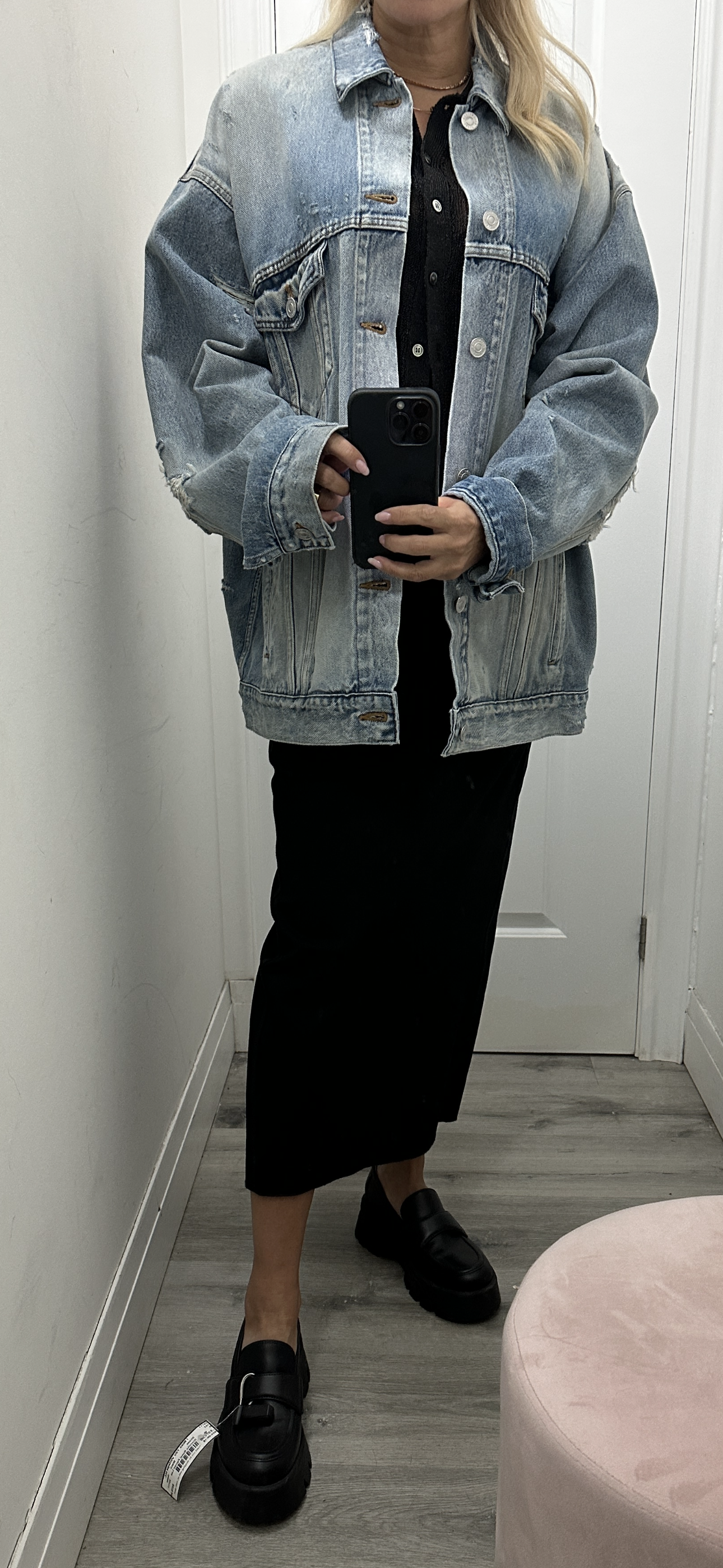 Balenciaga Oversized Distressed Blue Denim Jacket - S / M / L