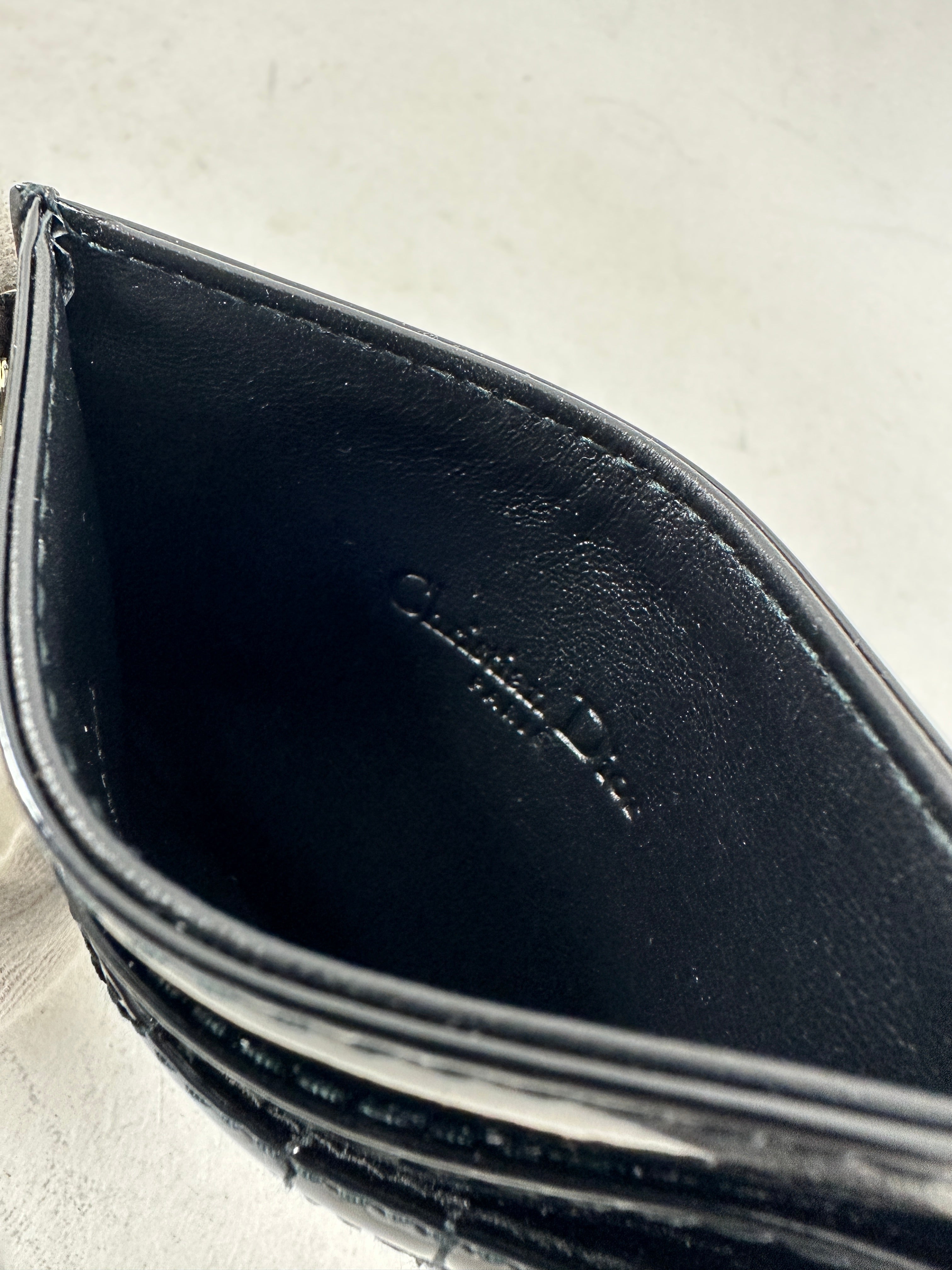 Christian Dior Black Patent Cannage  Holder