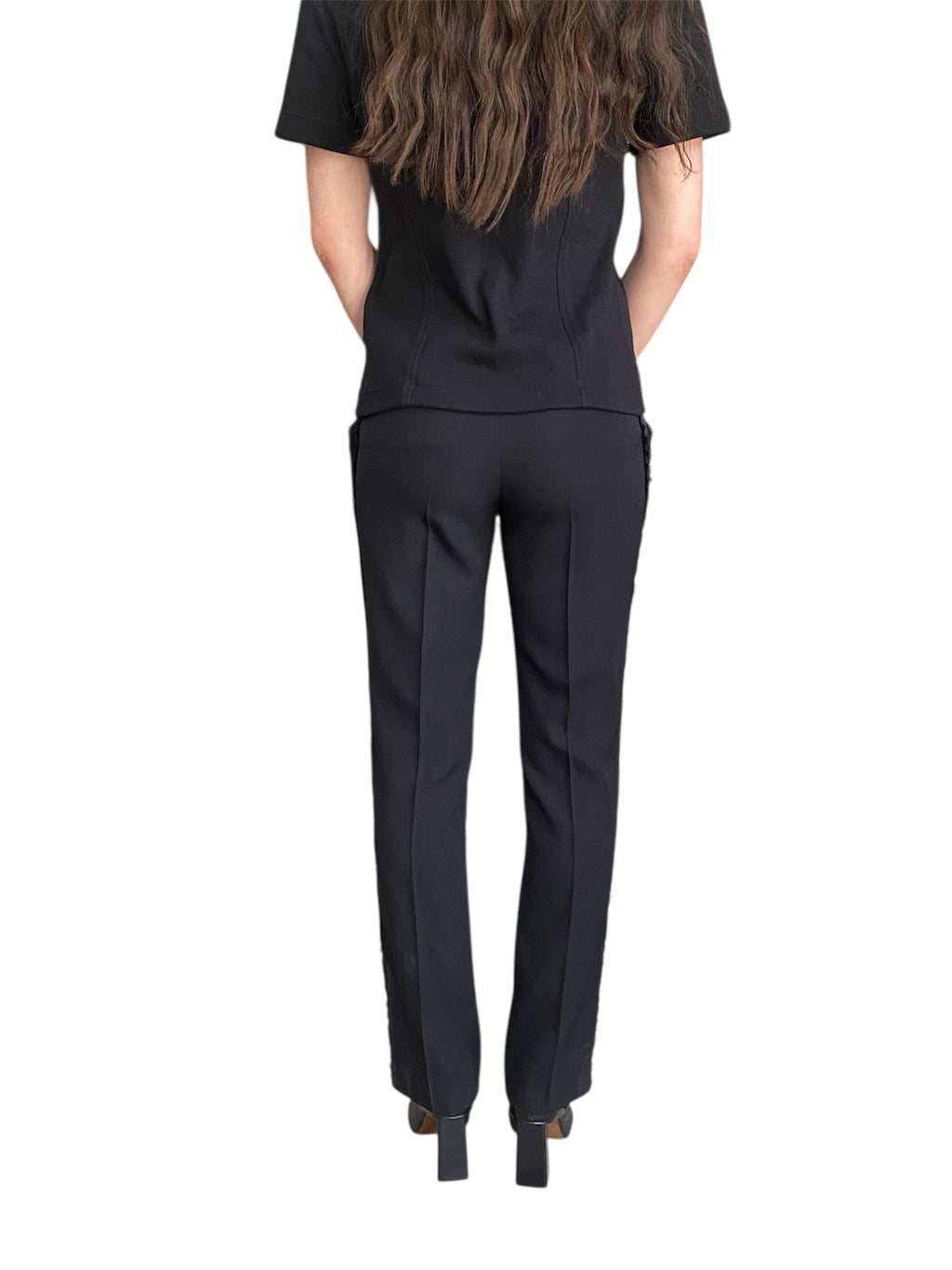 Givenchy Black Lace Zipper Trousers - 36