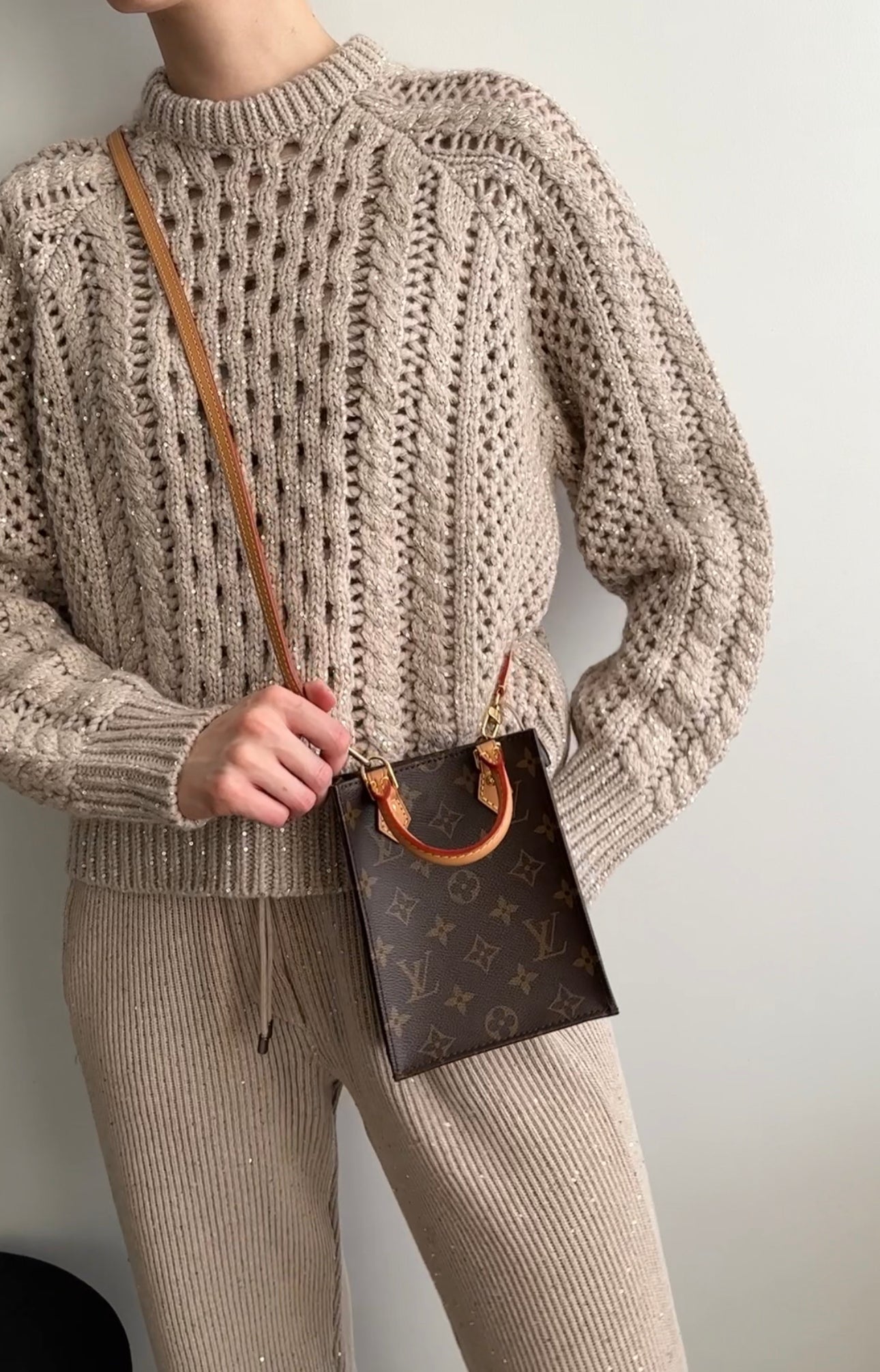 Brunello Cucinelli Beige Open Knit Cashmere Sequin Sweater - S (4/6)