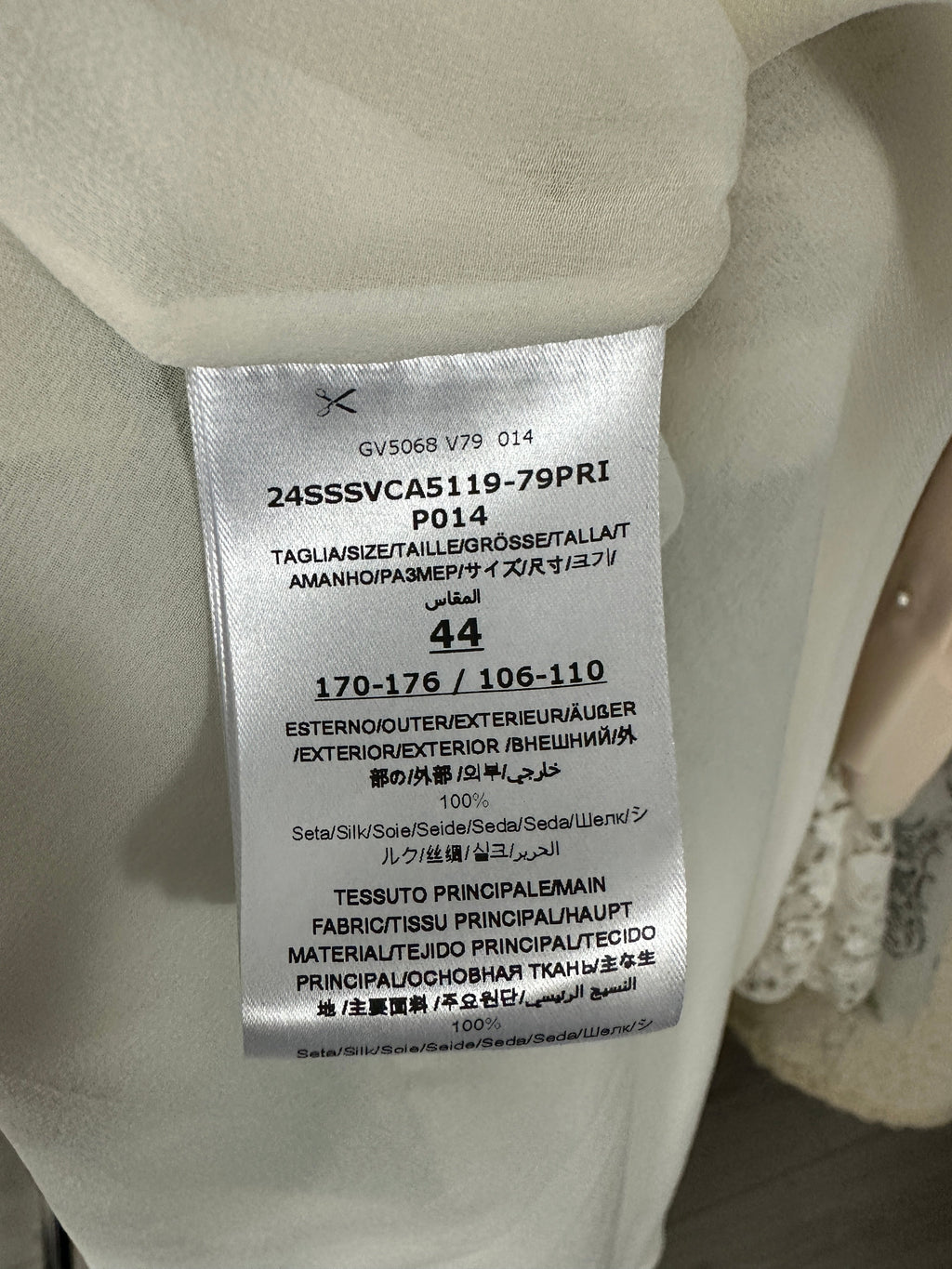 Giambattista Valli Ivory Green Silk Chiffon Roses Print Gown - IT44 / USA 8
