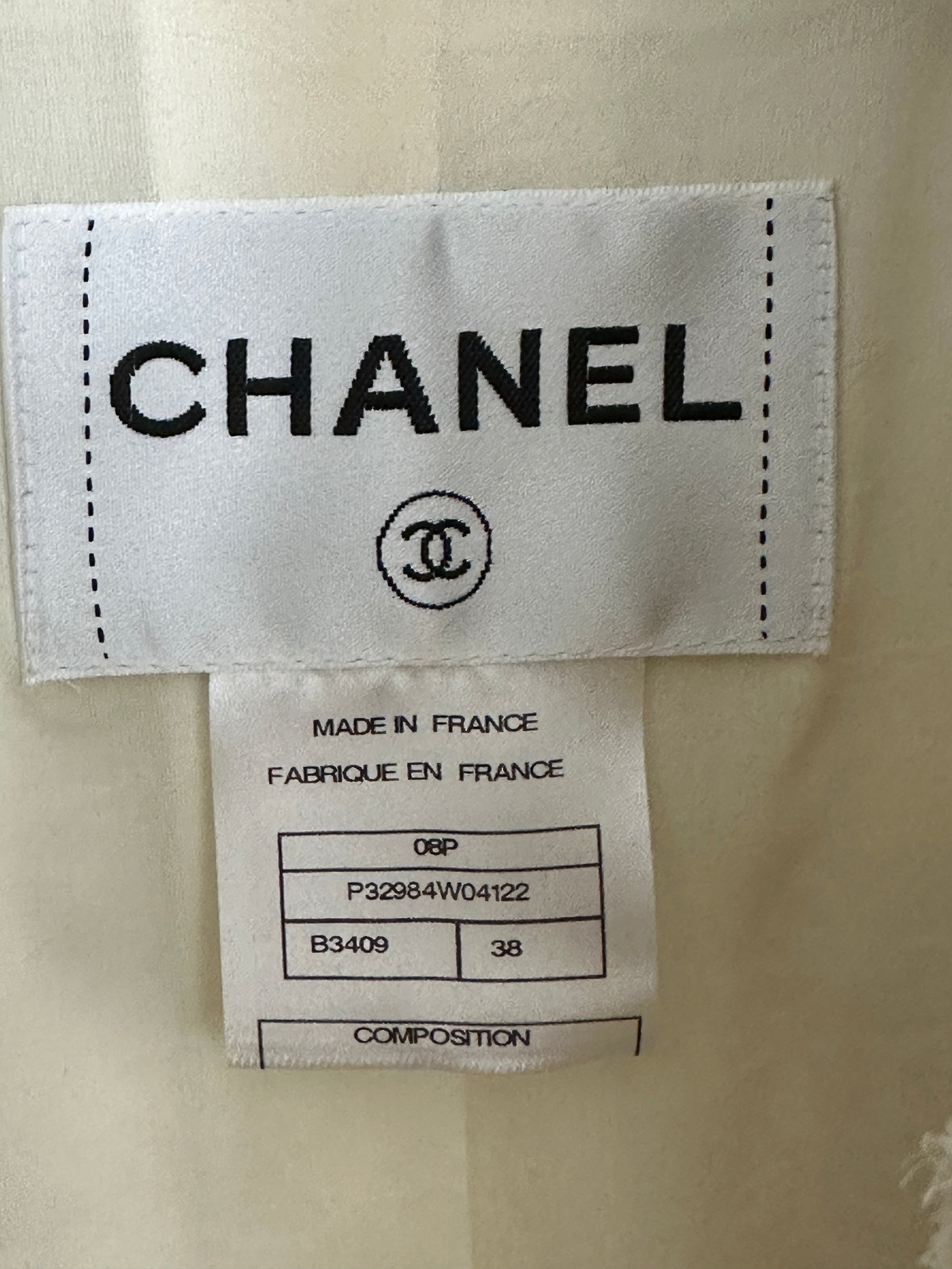 Chanel 08P Ivory Tweed Chain Trim Jacket - FR38 / S