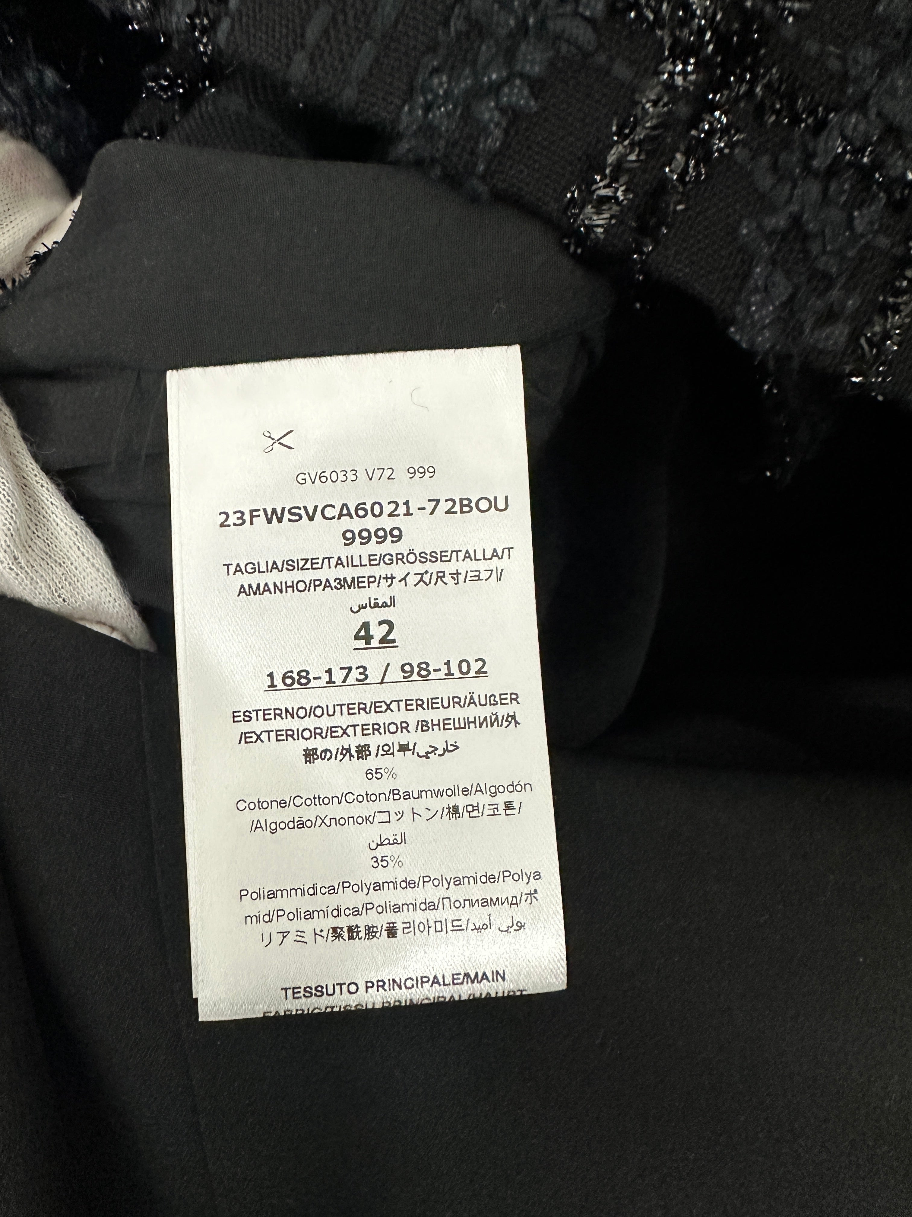 Giambattista Valli Black Shimmer Tweed Blazer with Gold Buttons - IT42 / 6