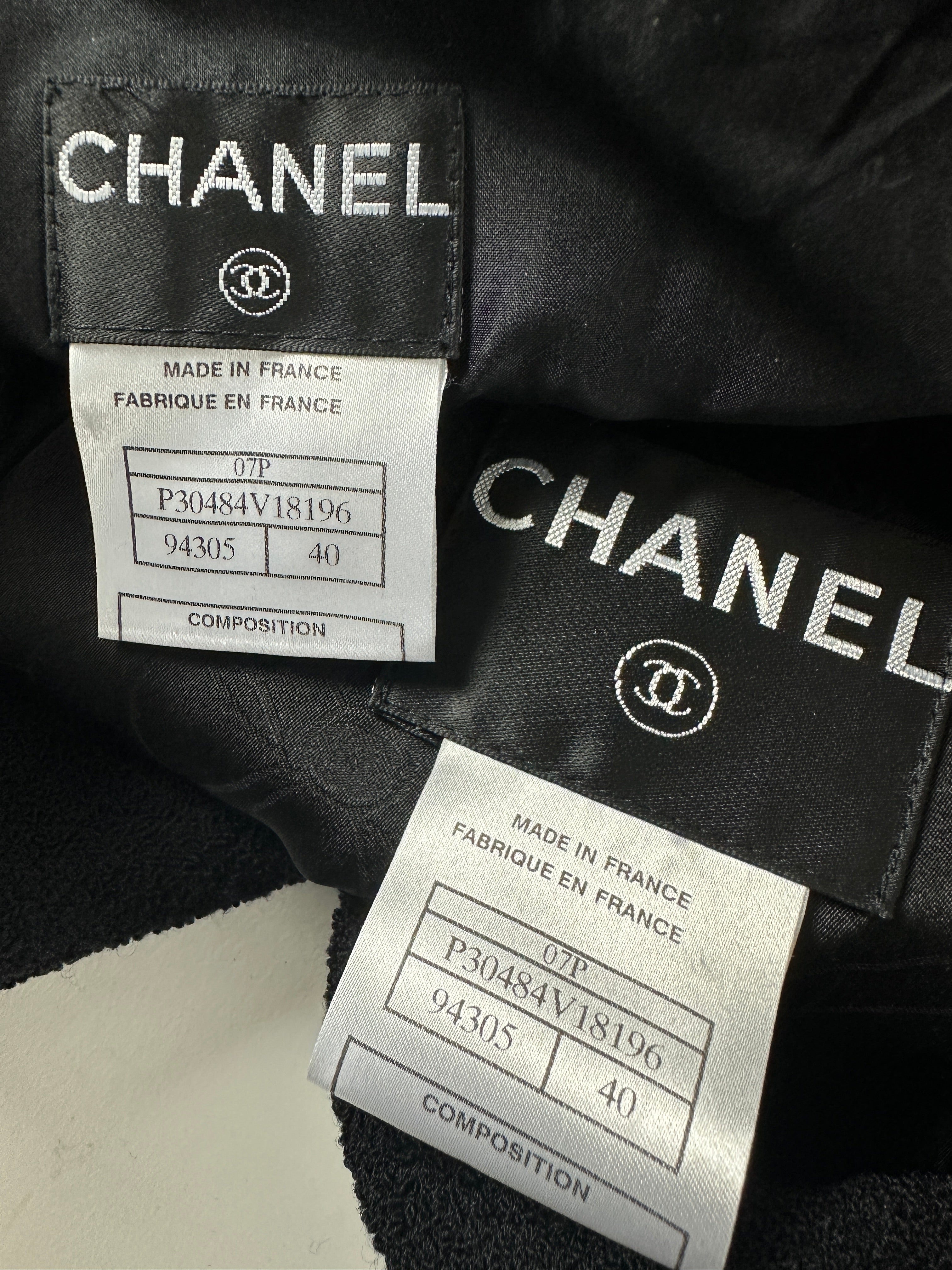Chanel 07P Black Classic Skirt Suit with Gold CC Buttons - FR40 / 8