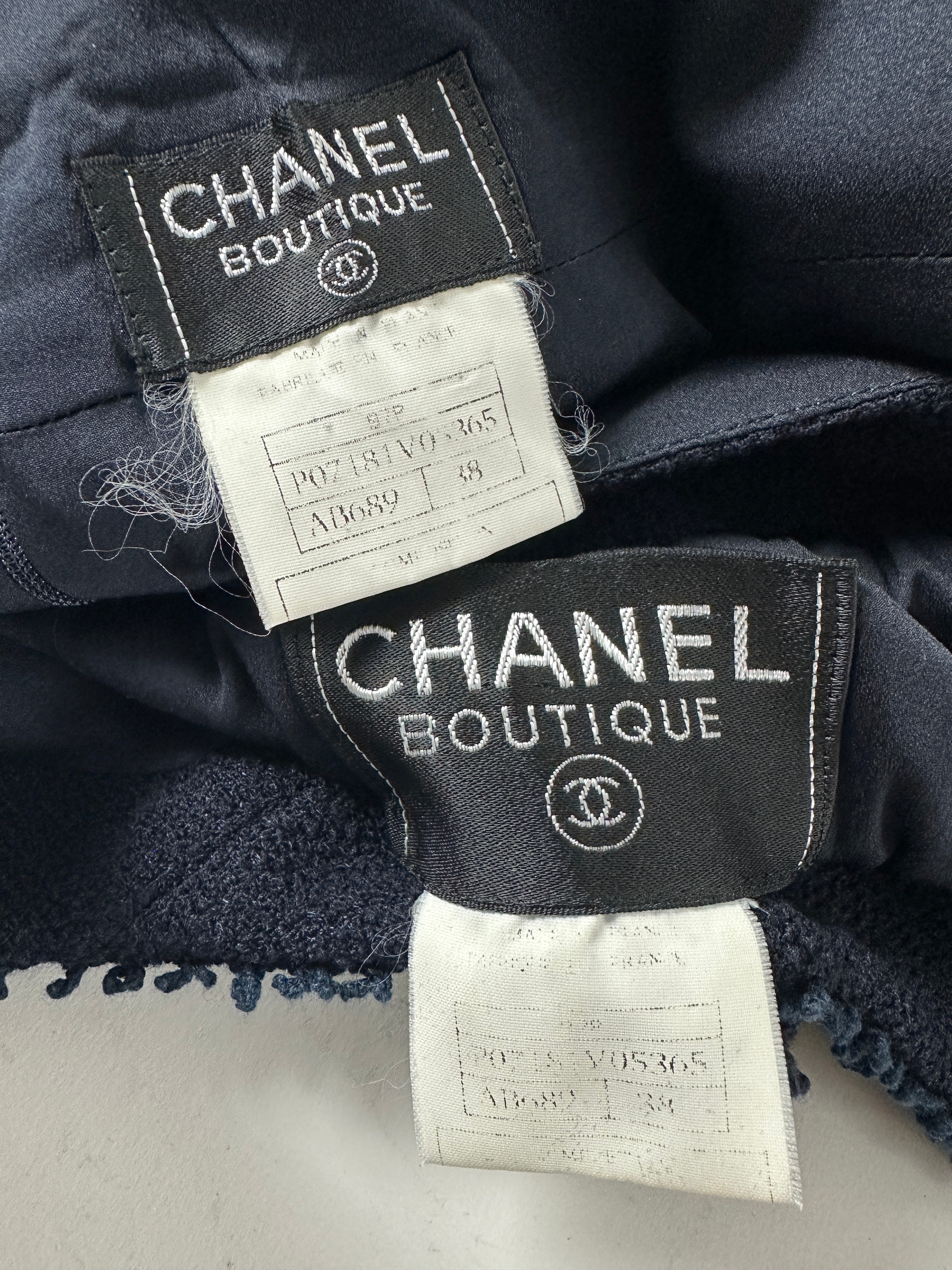 Chanel Vintage 97P Navy Wool Skirt Suit with MOP Buttons - FR38 / 6