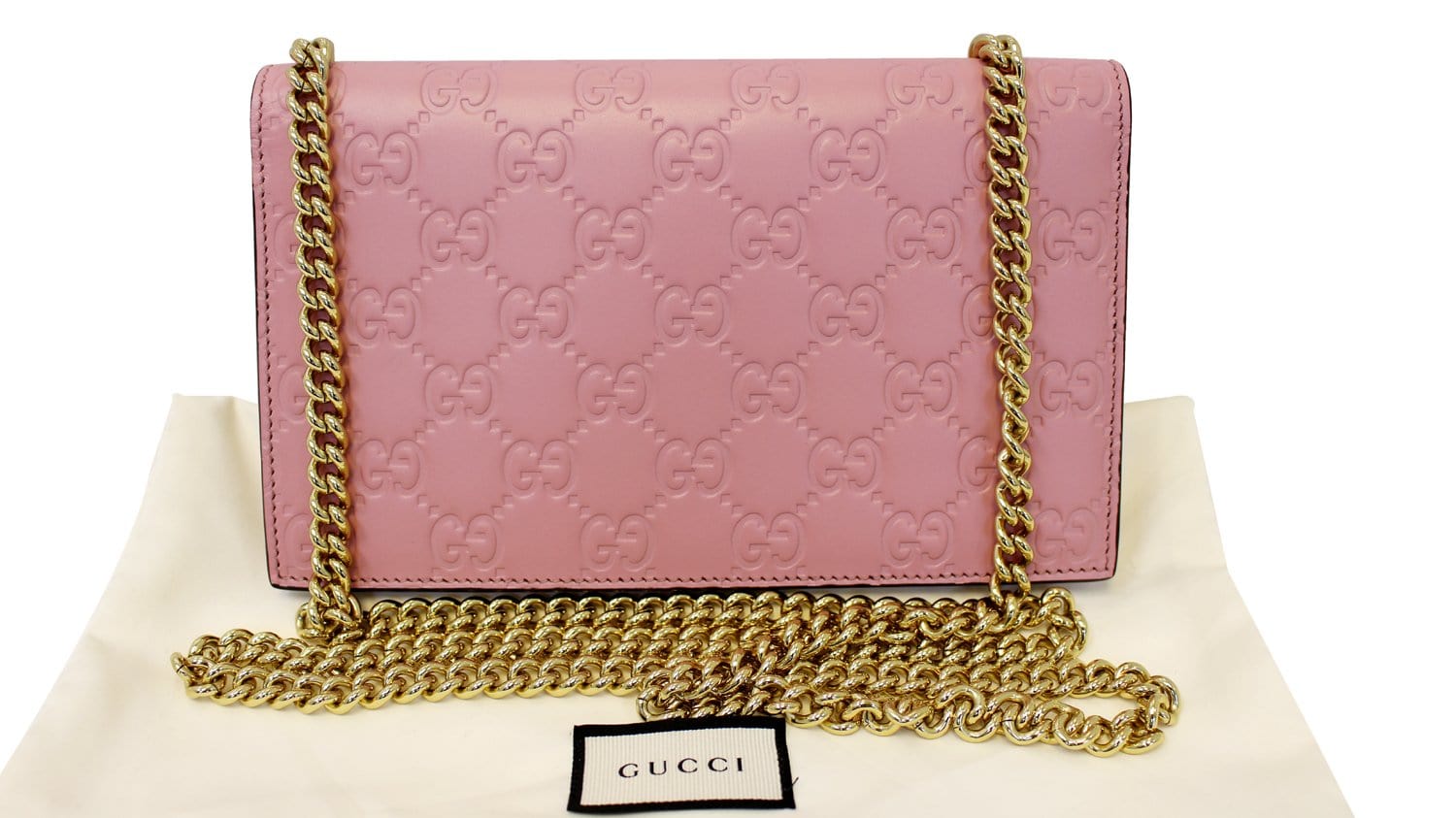 GUCCI Icon Gucci Signature Chain wallet Light Pink