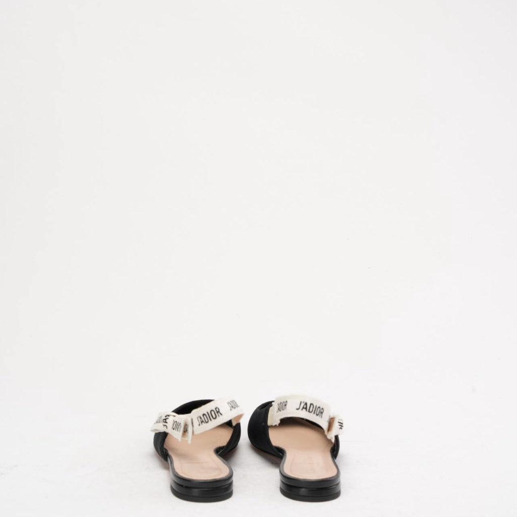 Christian Dior Ribbon Black Fabric J'adior Slingback Size 38.5