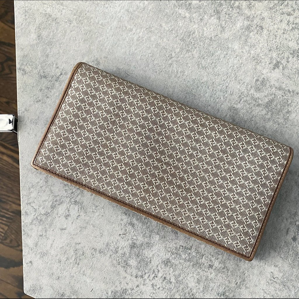 Fendi Brown Monogram Canvas Vintage Long Bifold Wallet