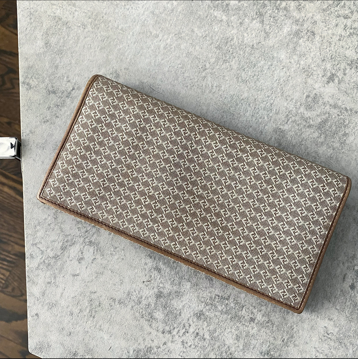 Fendi Brown Monogram Canvas Vintage Long Bifold Wallet