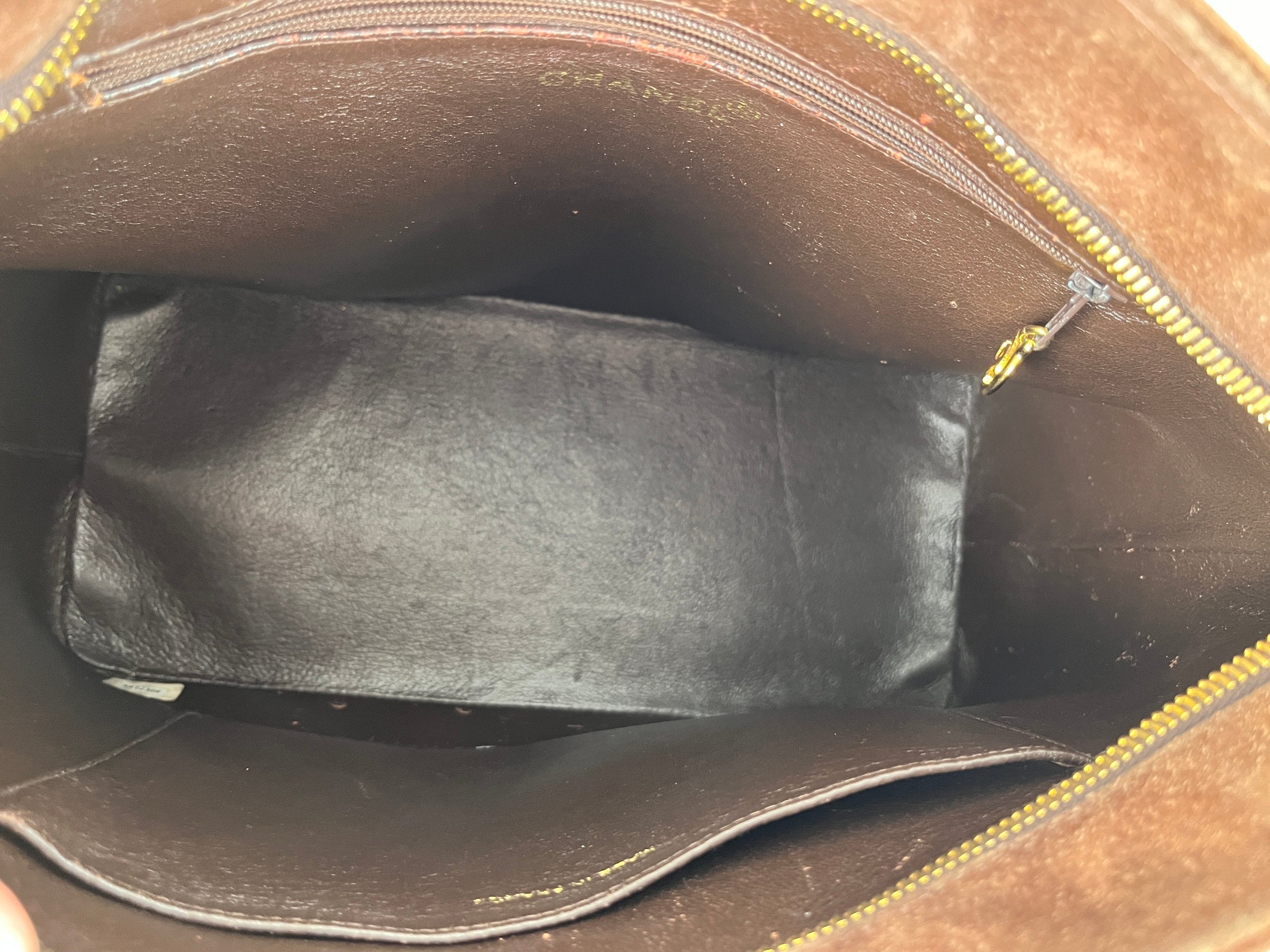 Vintage Chanel Timeless CC Medallion Suede Brown Tote