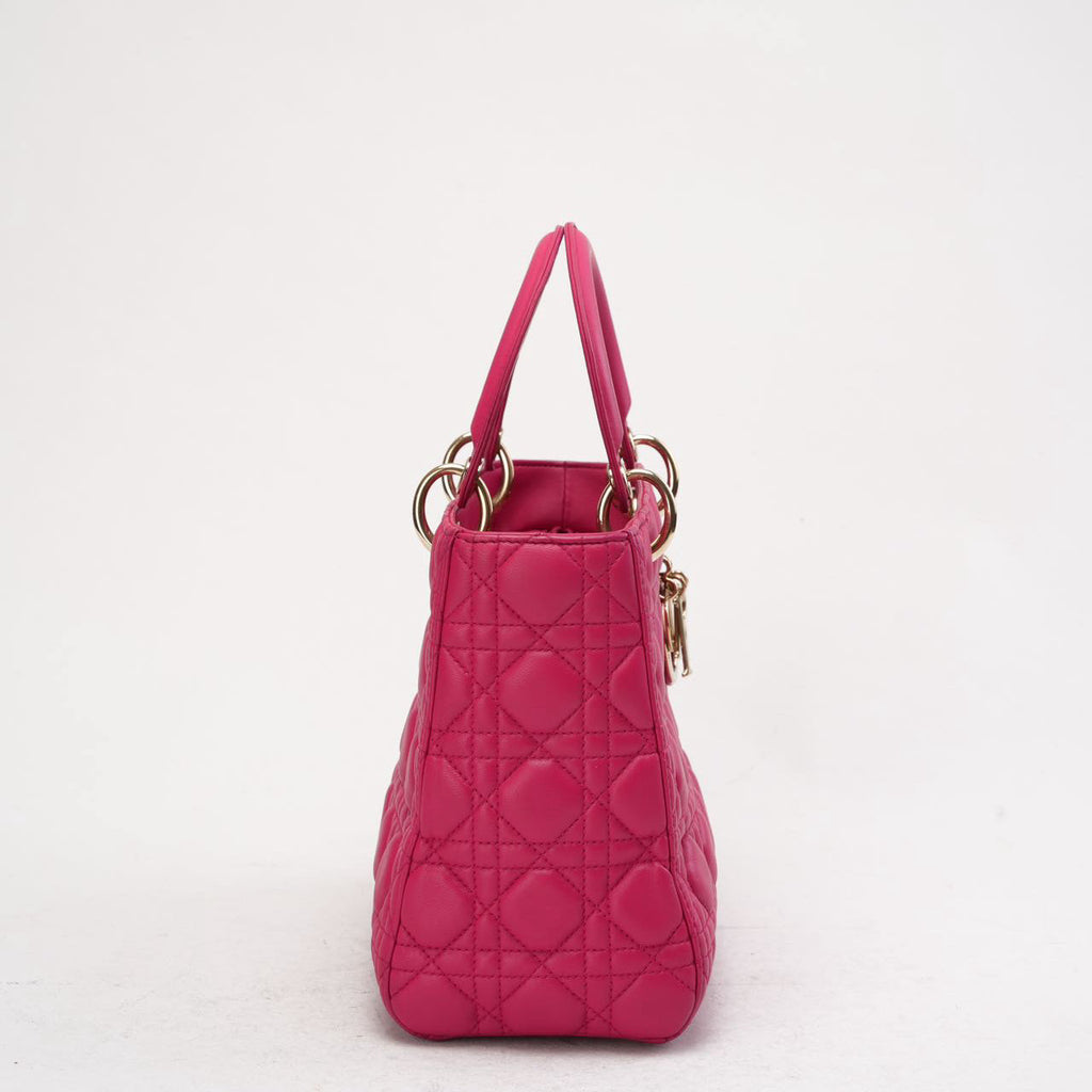 Christian Dior Pink Medium Lady Dior Bag in Cannage 2013