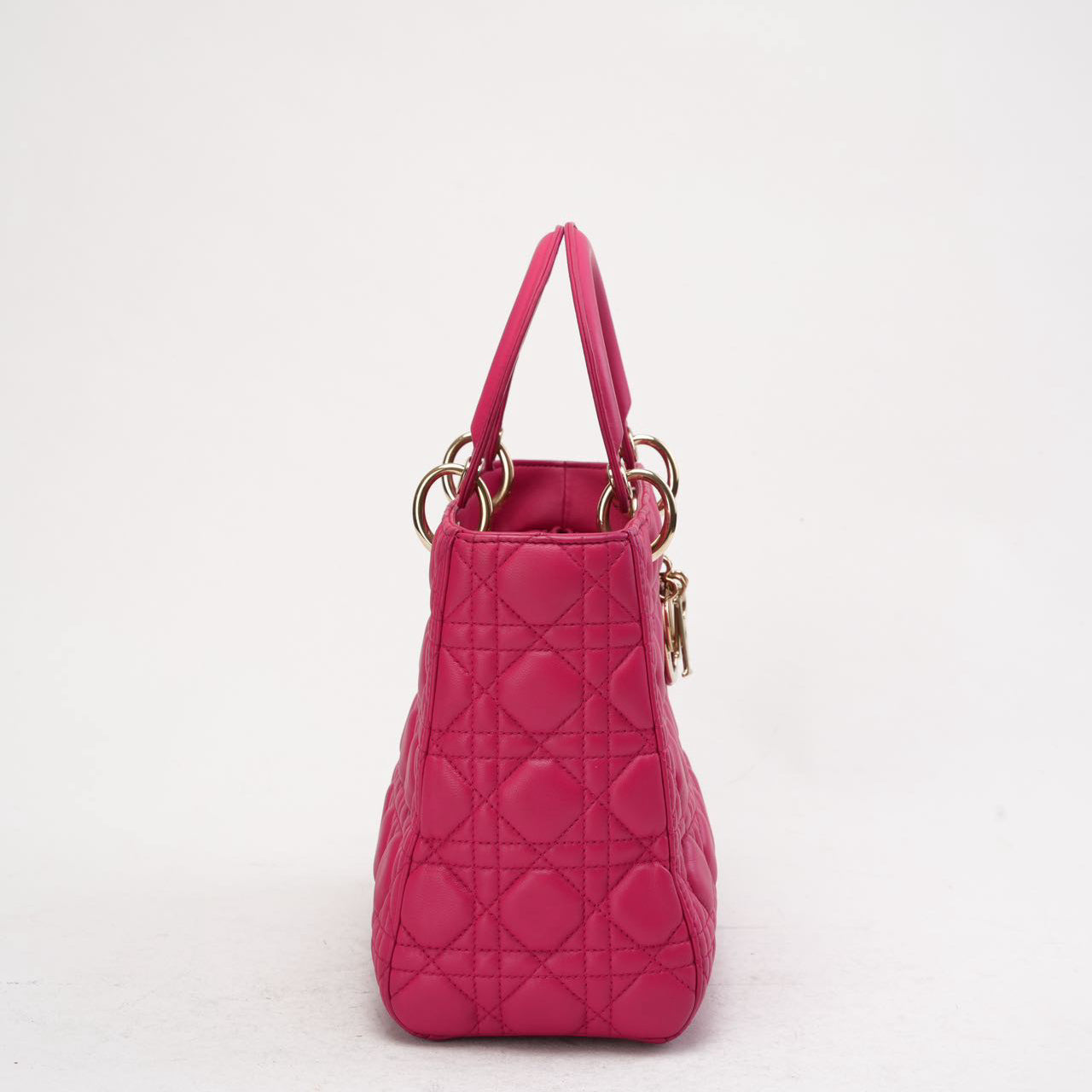Christian Dior Pink Medium Lady Dior Bag in Cannage 2013