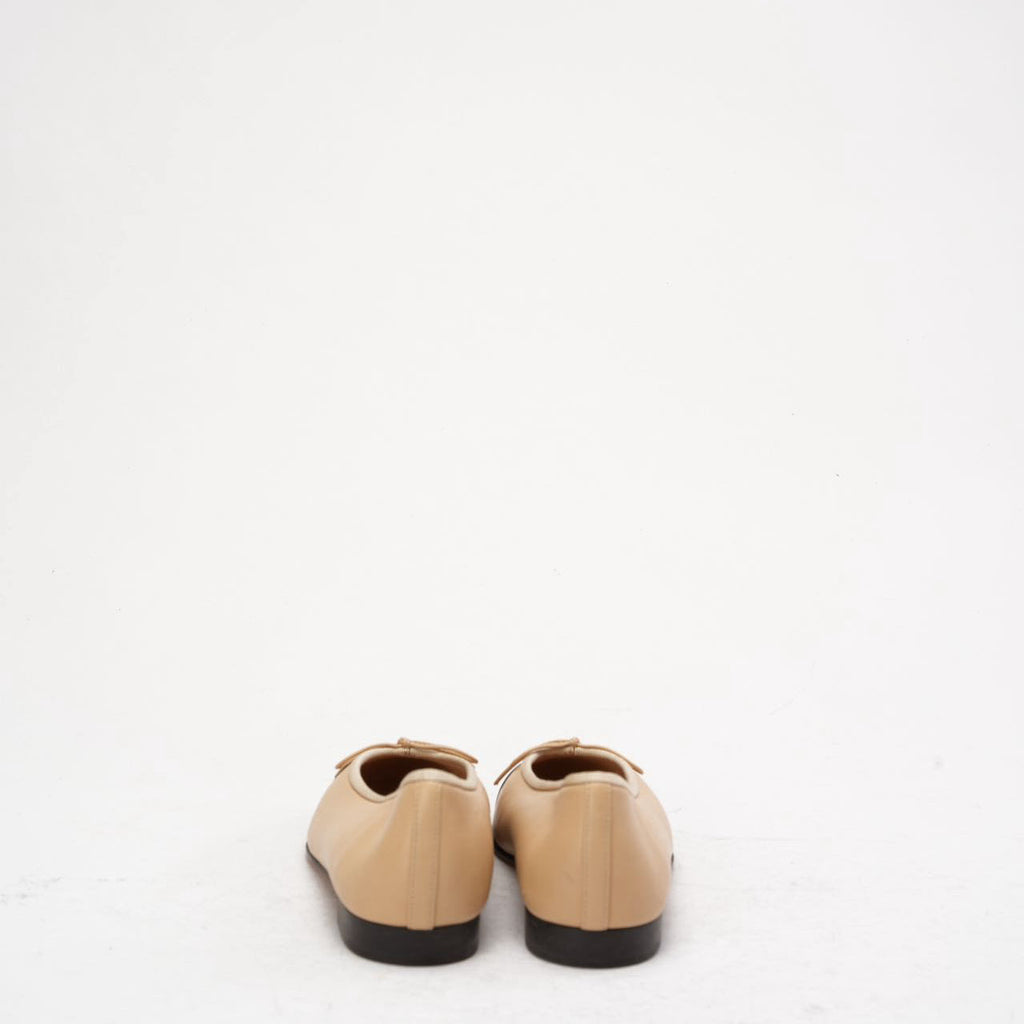 Chanel Beige/Black CC Cap Toe Ballet Flats Size 38C