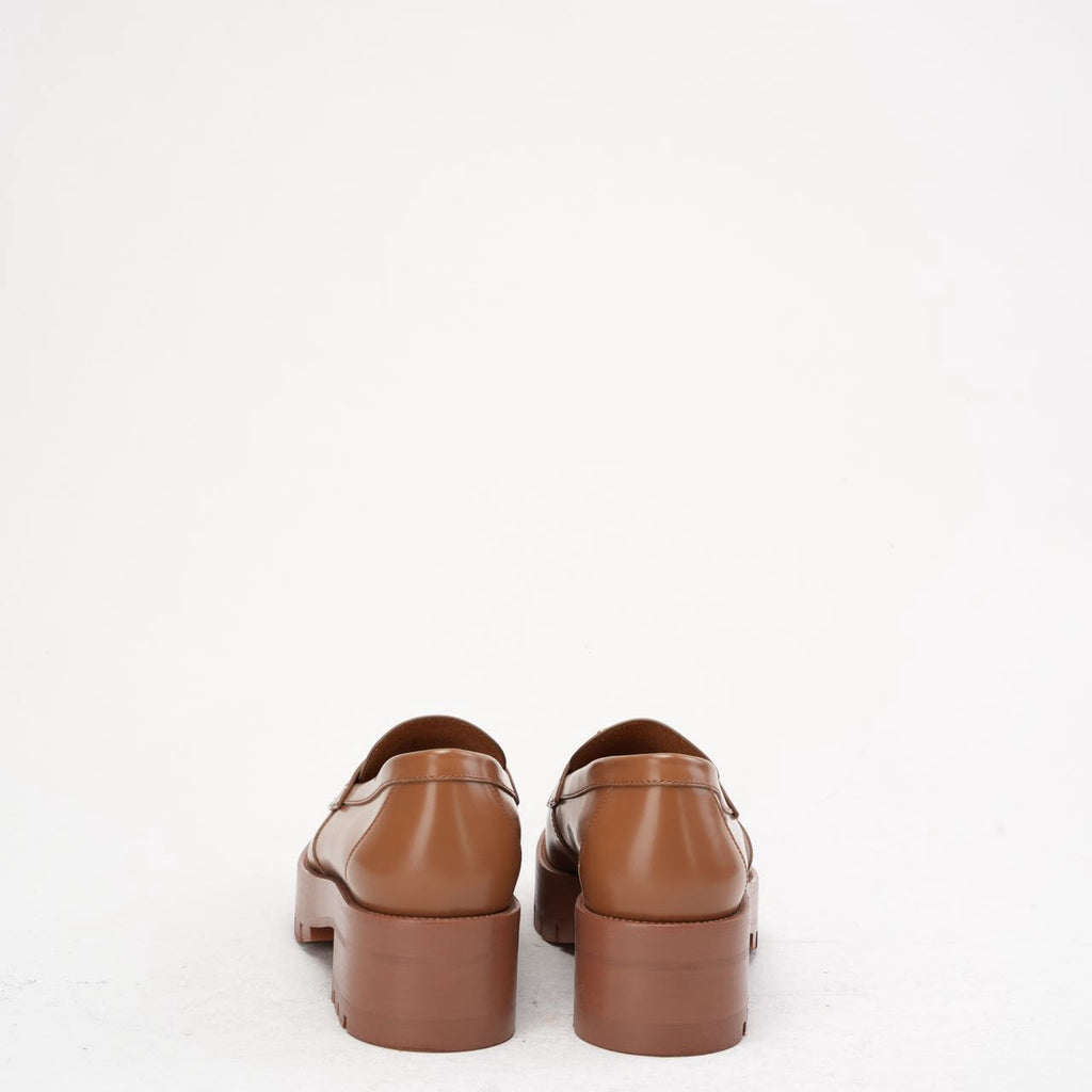 Chanel Brown CC Logo Loafer Leather Size 38.5