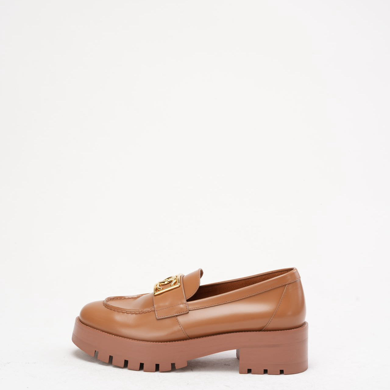 Chanel Brown CC Logo Loafer Leather Size 38.5