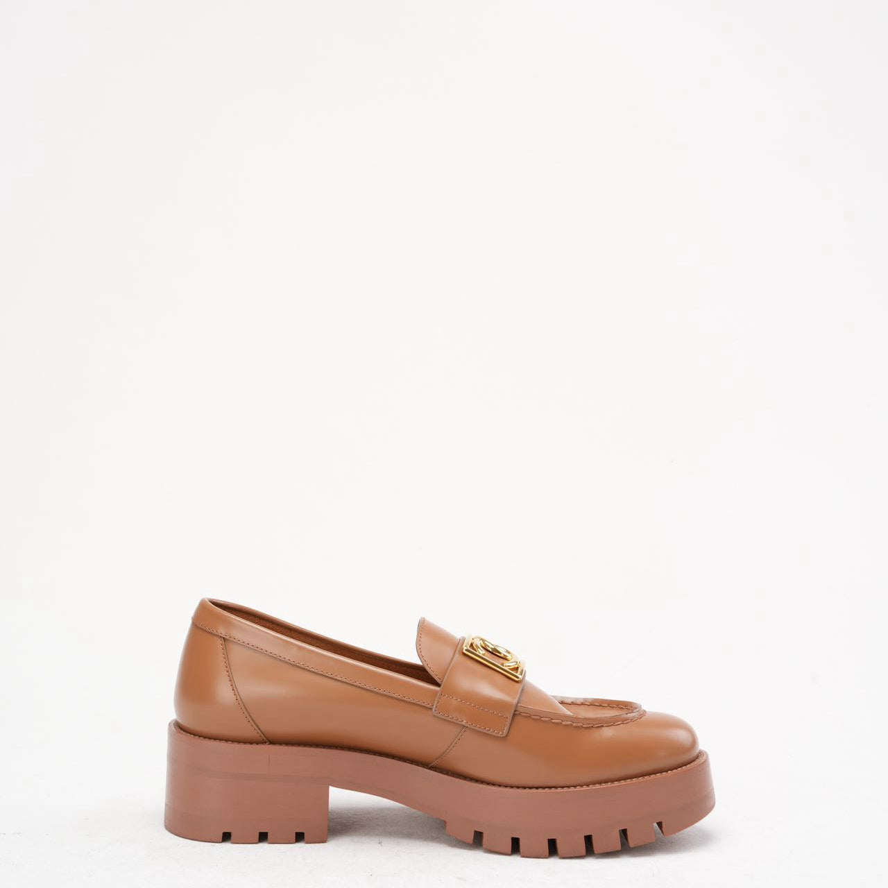 Chanel Brown CC Logo Loafer Leather Size 38.5