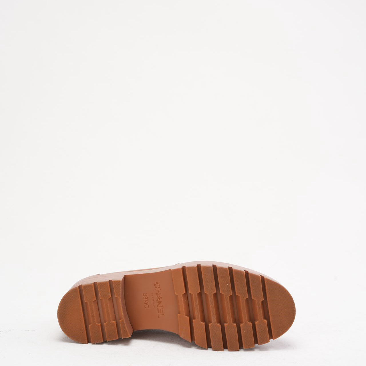 Chanel Brown CC Logo Loafer Leather Size 38.5