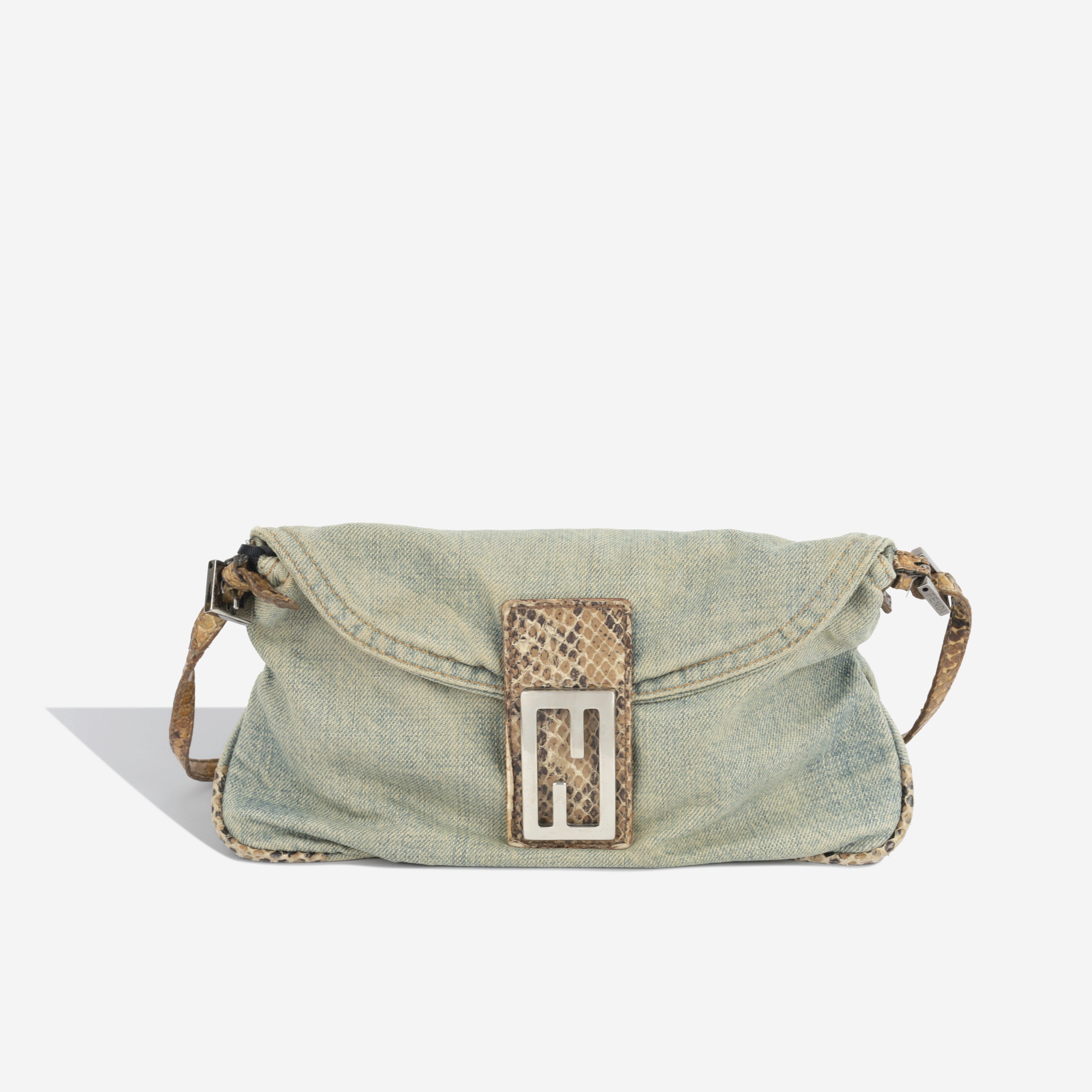 Fendi Baguette Bag - Denim and Python