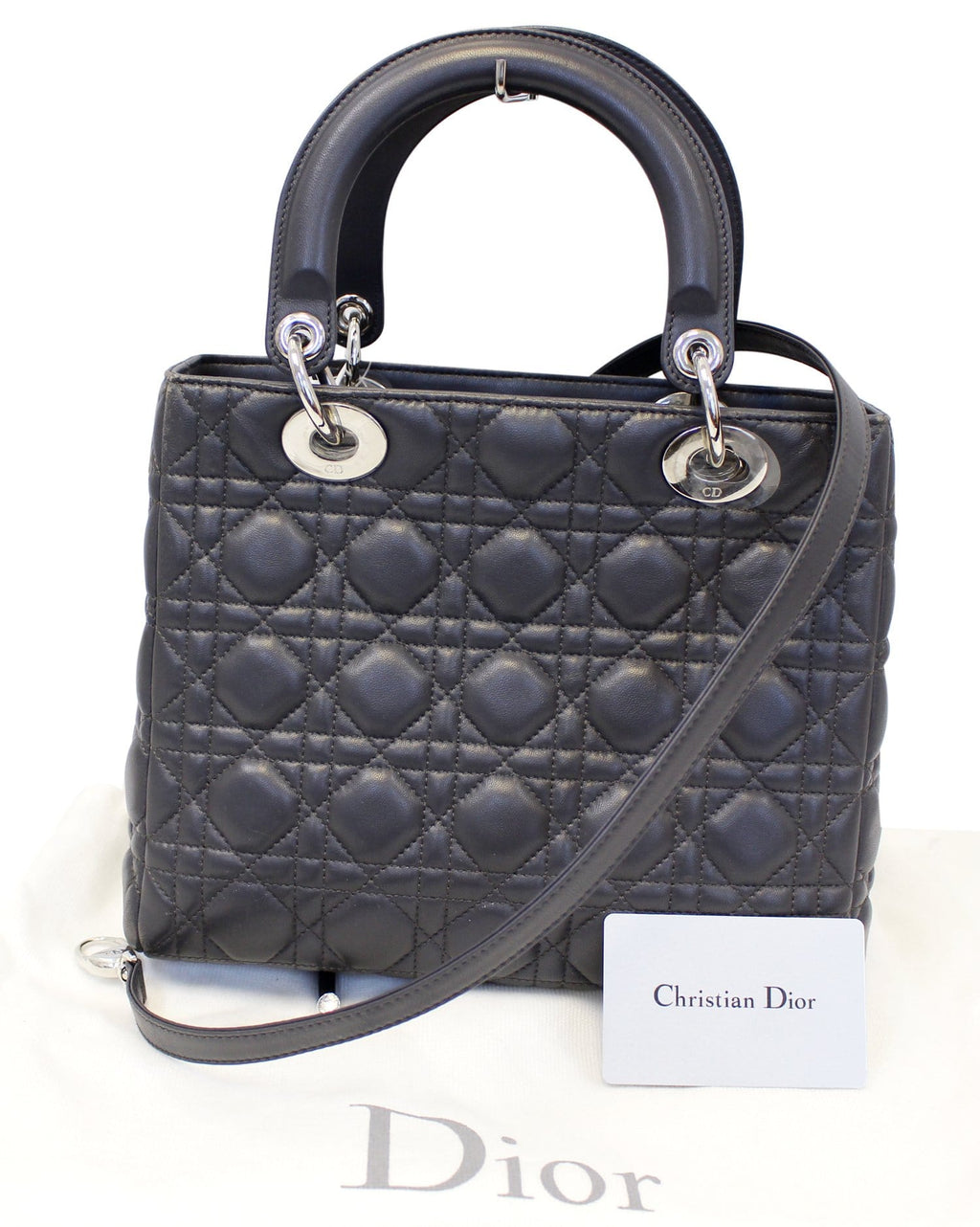 CHRISTIAN DIOR Cannage Quilted Lambskin Leather Lady Dior Medium Bag