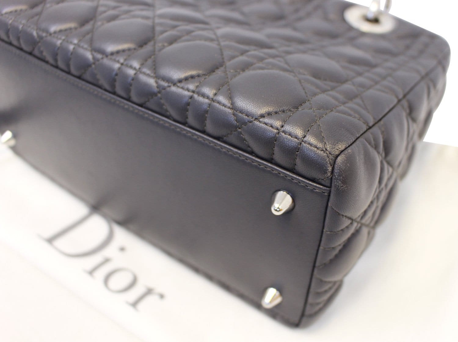 CHRISTIAN DIOR Cannage Quilted Lambskin Leather Lady Dior Medium Bag