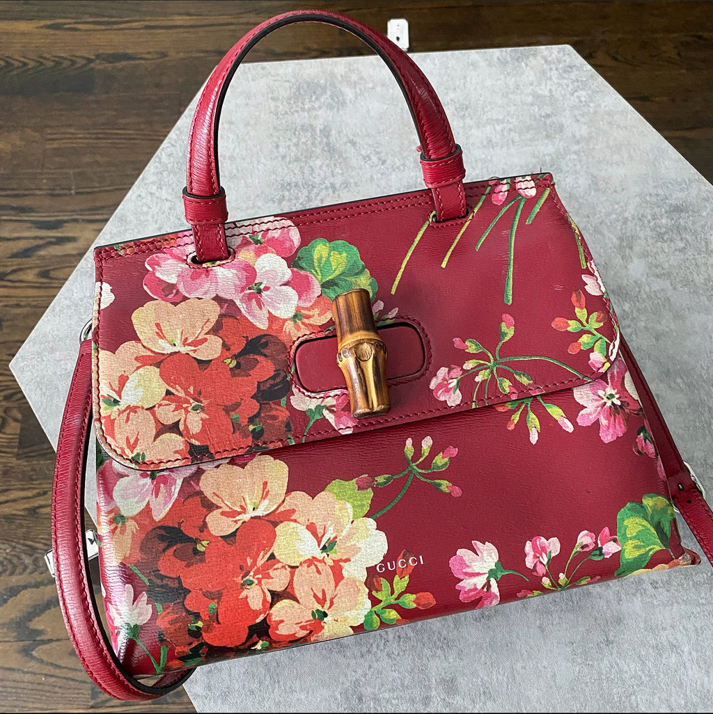 Gucci Blooms Daily Top Handle Two-Way Red Floral Bag