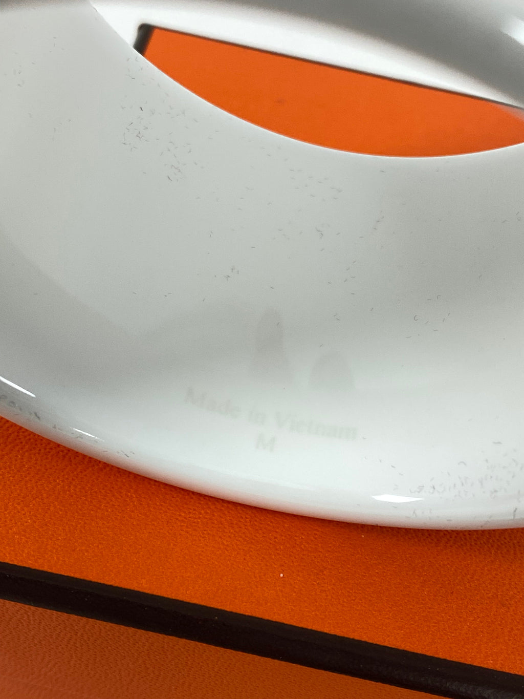 Hermes White Orange Black Lacquer Wide Assam Bangle