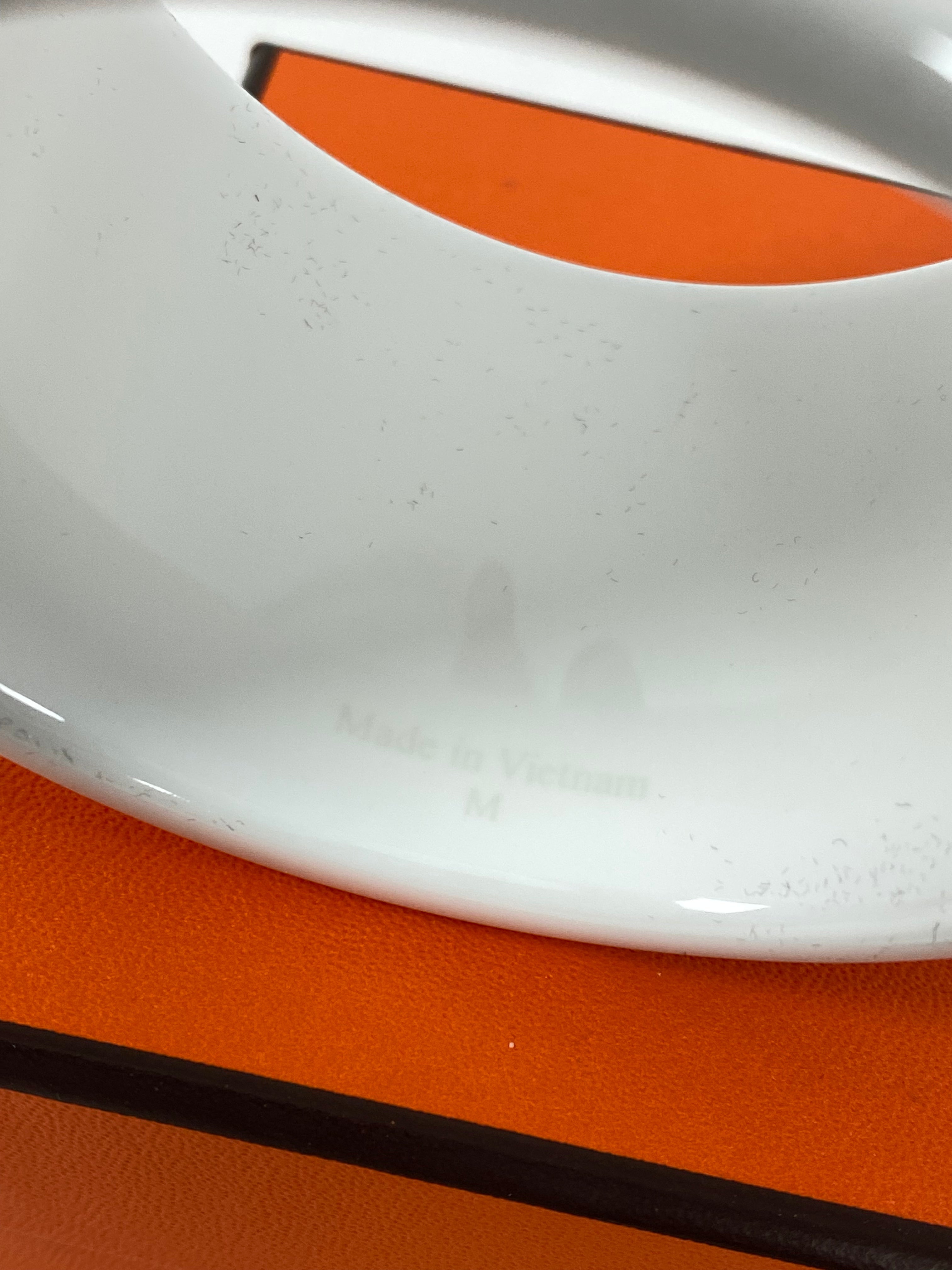 Hermes White Orange Black Lacquer Wide Assam Bangle