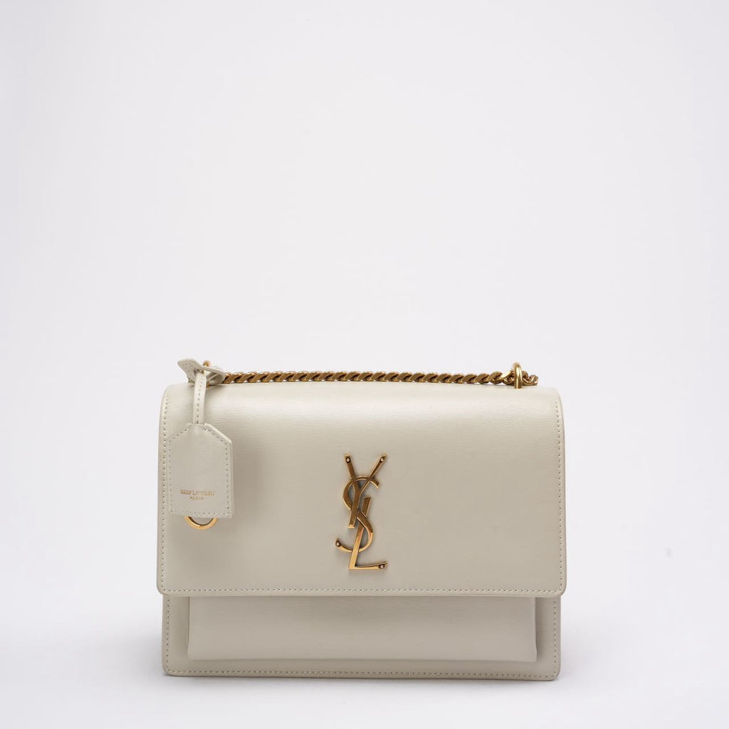 Saint Laurent White Calfskin Medium Monogram Sunset 2021