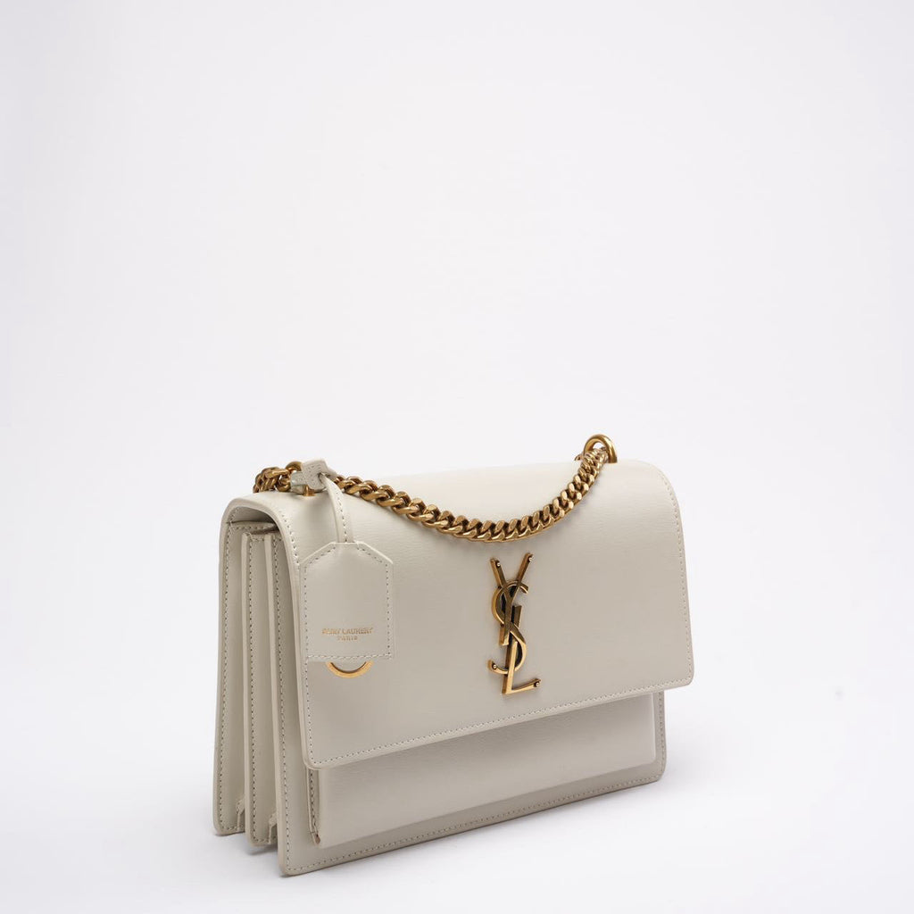 Saint Laurent White Calfskin Medium Monogram Sunset 2021